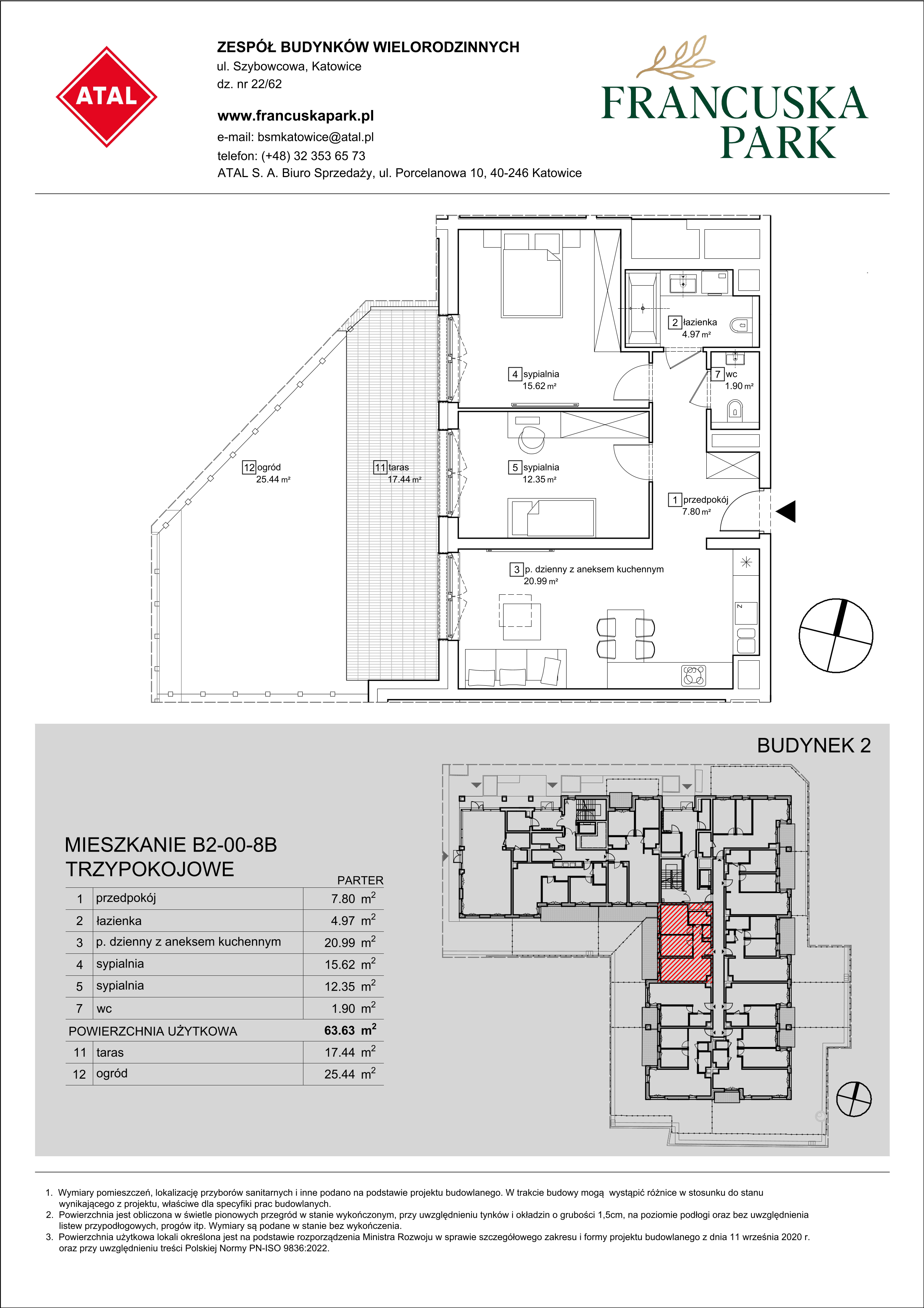 Mieszkanie 63,63 m², parter, oferta nr B2-00-8B, Francuska Park, Katowice, Osiedle Paderewskiego-Muchowiec, Muchowiec, ul. Szybowcowa-idx