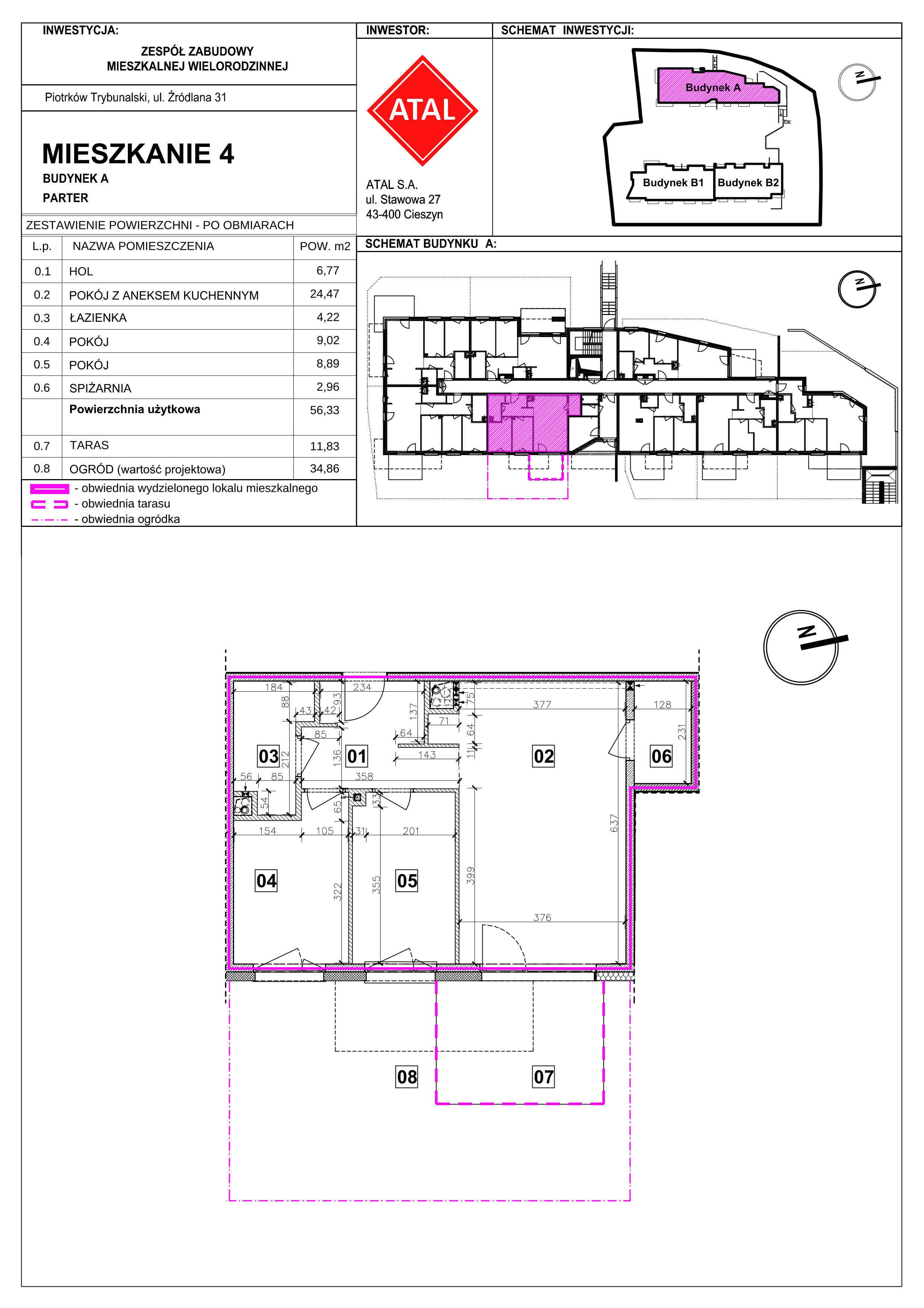 Mieszkanie 56,33 m², parter, oferta nr A-M-0-04, Źródlana 31 Residence, Piotrków Trybunalski, Źródlana, ul. Źródlana 31-idx