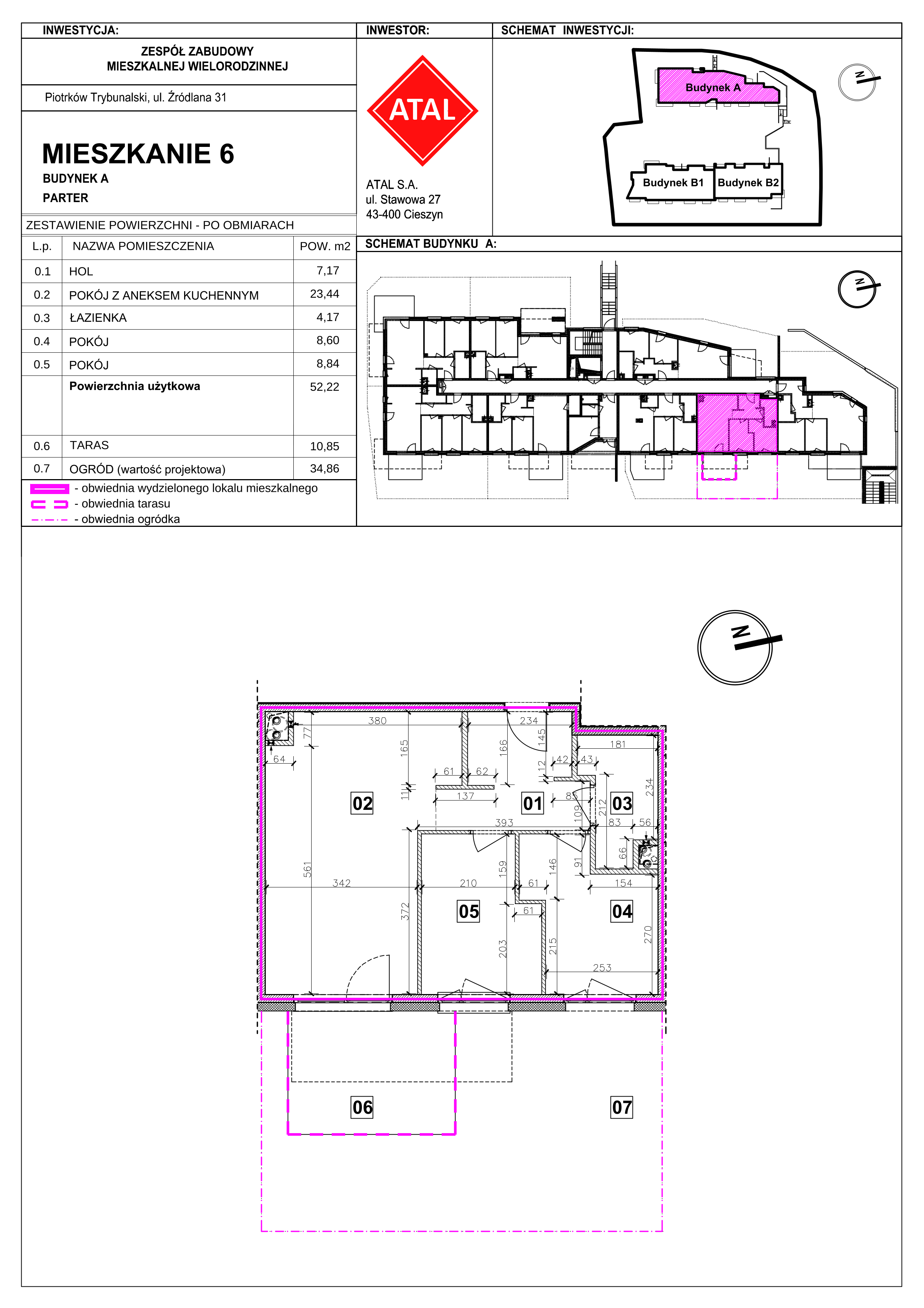 Mieszkanie 52,22 m², parter, oferta nr A-M-0-06, Źródlana 31 Residence, Piotrków Trybunalski, Źródlana, ul. Źródlana 31-idx