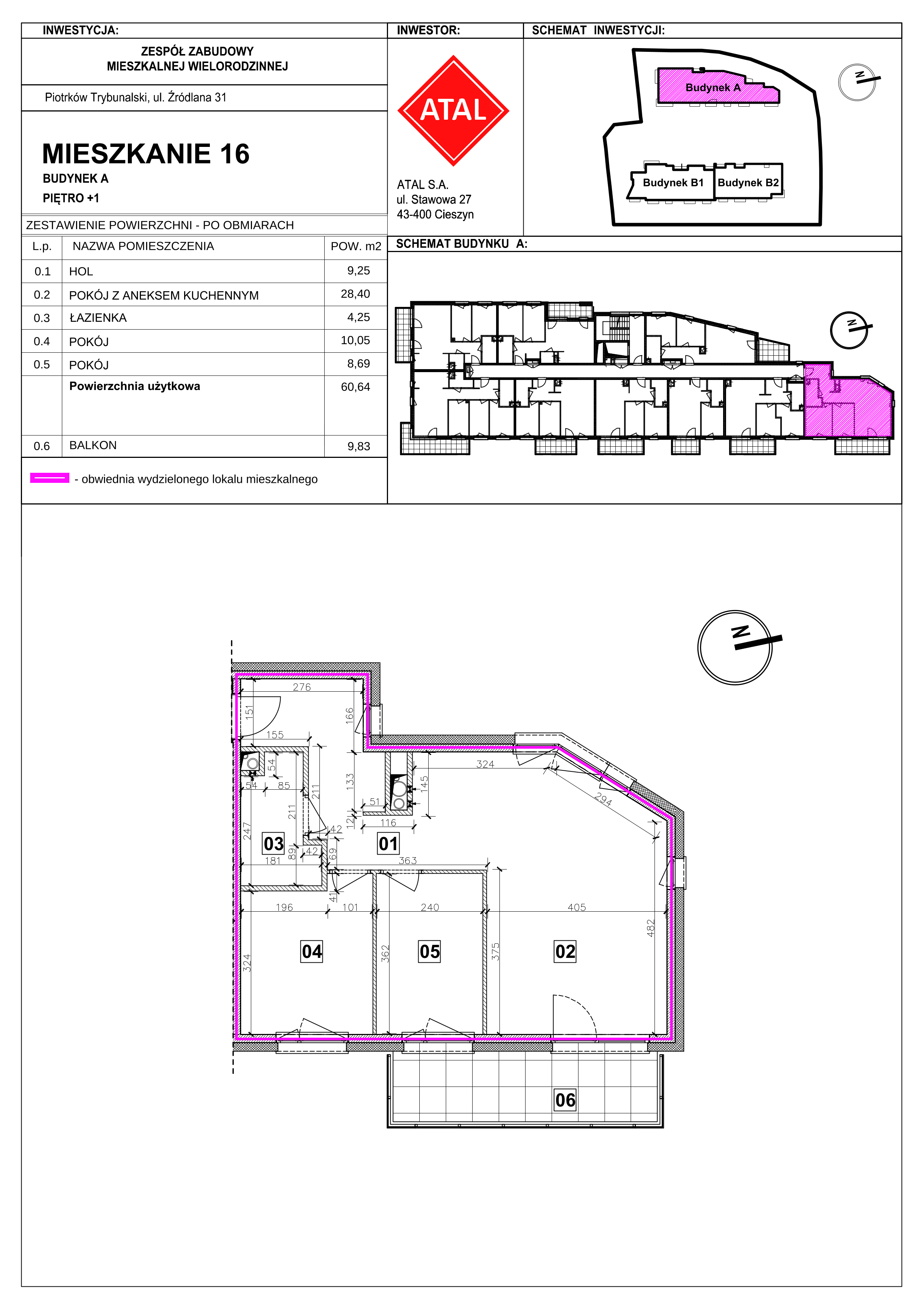 Mieszkanie 60,64 m², piętro 1, oferta nr A-M-1-08, Źródlana 31 Residence, Piotrków Trybunalski, Źródlana, ul. Źródlana 31-idx