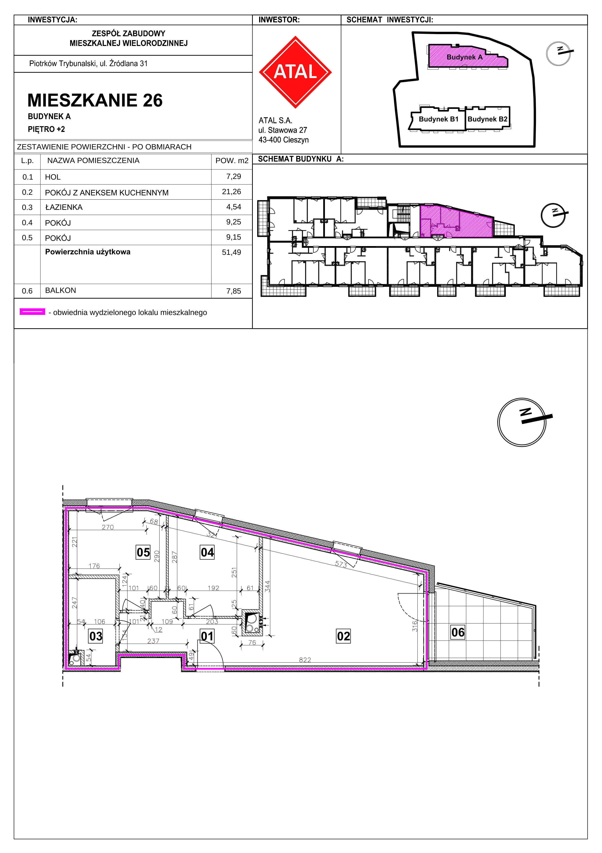 Mieszkanie 51,49 m², piętro 2, oferta nr A-M-2-09, Źródlana 31 Residence, Piotrków Trybunalski, Źródlana, ul. Źródlana 31-idx