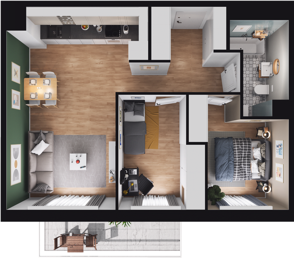 Mieszkanie 52,64 m², piętro 3, oferta nr A-M-3-07, Źródlana 31 Residence, Piotrków Trybunalski, Źródlana, ul. Źródlana 31-idx