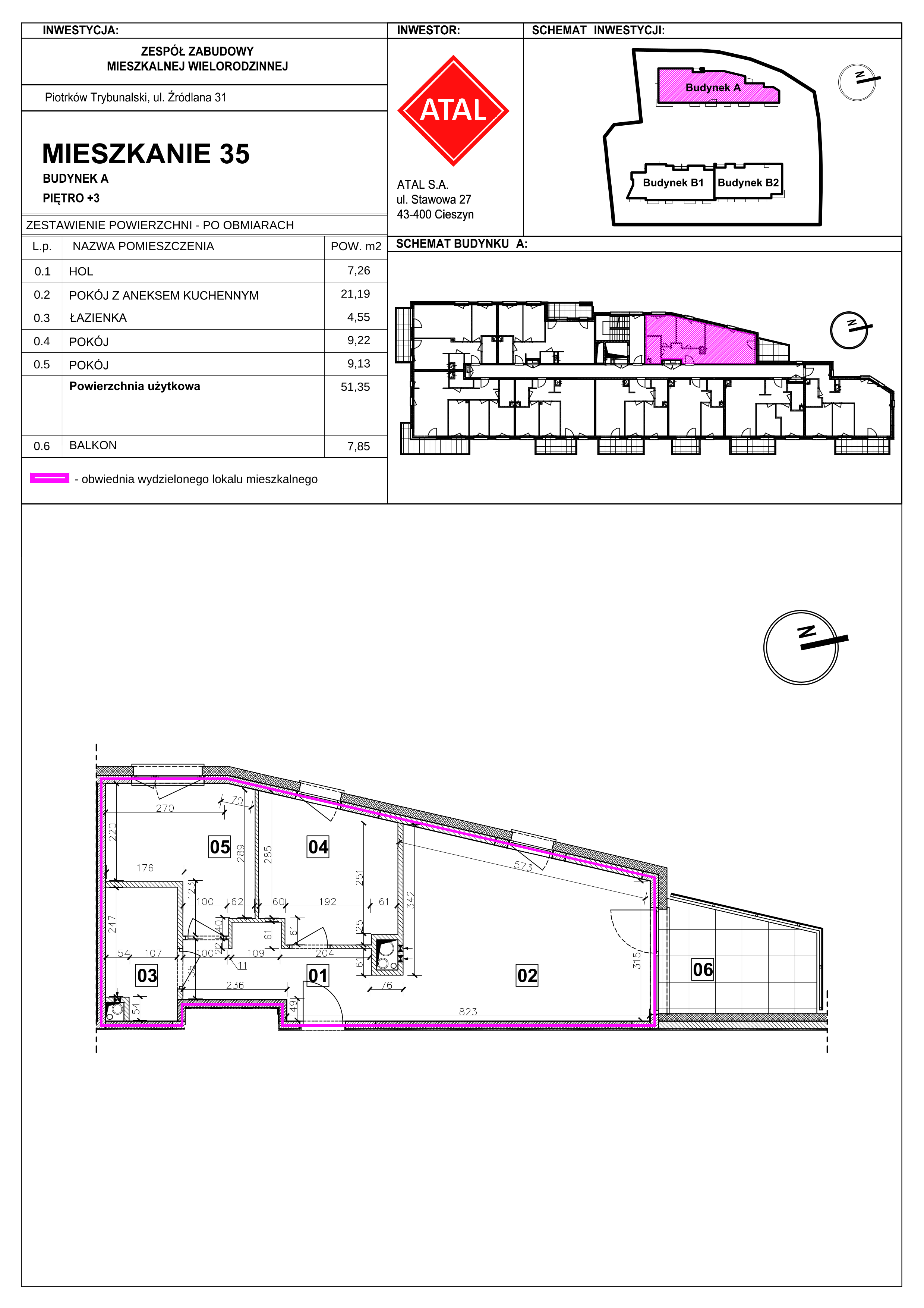 Mieszkanie 51,35 m², piętro 3, oferta nr A-M-3-09, Źródlana 31 Residence, Piotrków Trybunalski, Źródlana, ul. Źródlana 31-idx