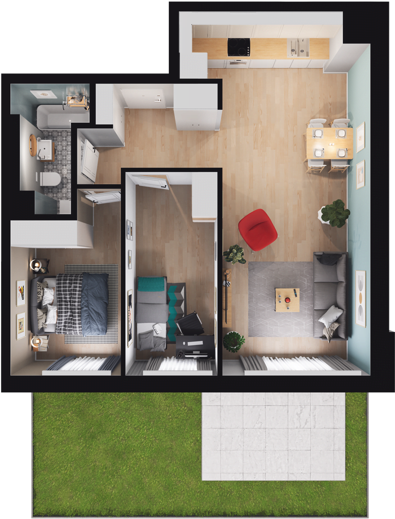 Mieszkanie 59,23 m², parter, oferta nr B1-M-0-06, Źródlana 31 Residence, Piotrków Trybunalski, Źródlana, ul. Źródlana 31-idx