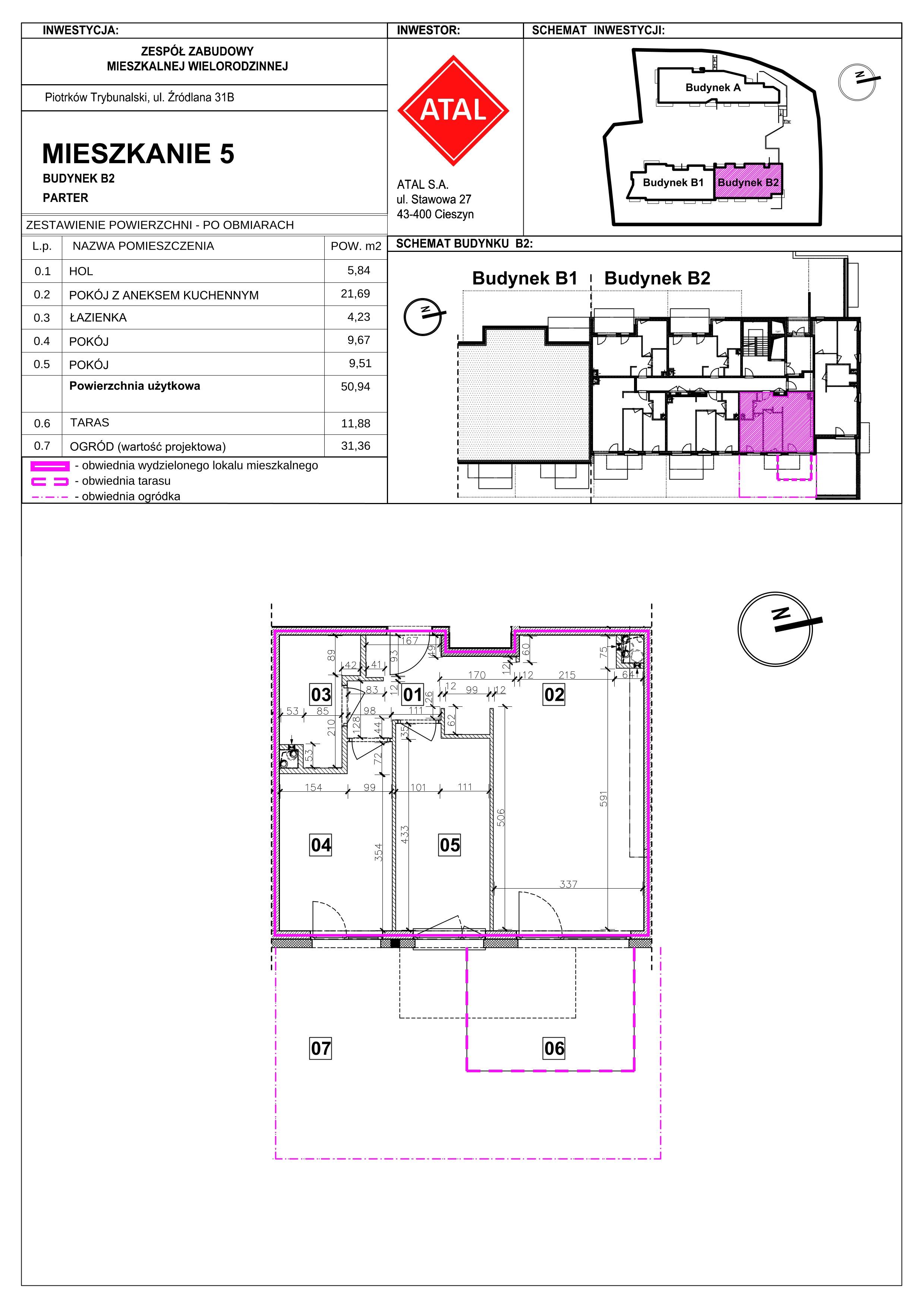 Mieszkanie 50,94 m², parter, oferta nr B2-M-0-05, Źródlana 31 Residence, Piotrków Trybunalski, Źródlana, ul. Źródlana 31-idx