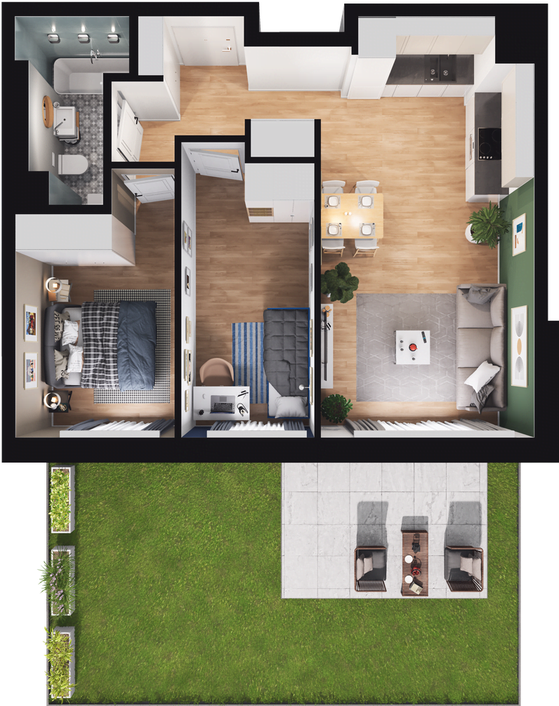 Mieszkanie 50,94 m², parter, oferta nr B2-M-0-05, Źródlana 31 Residence, Piotrków Trybunalski, Źródlana, ul. Źródlana 31-idx