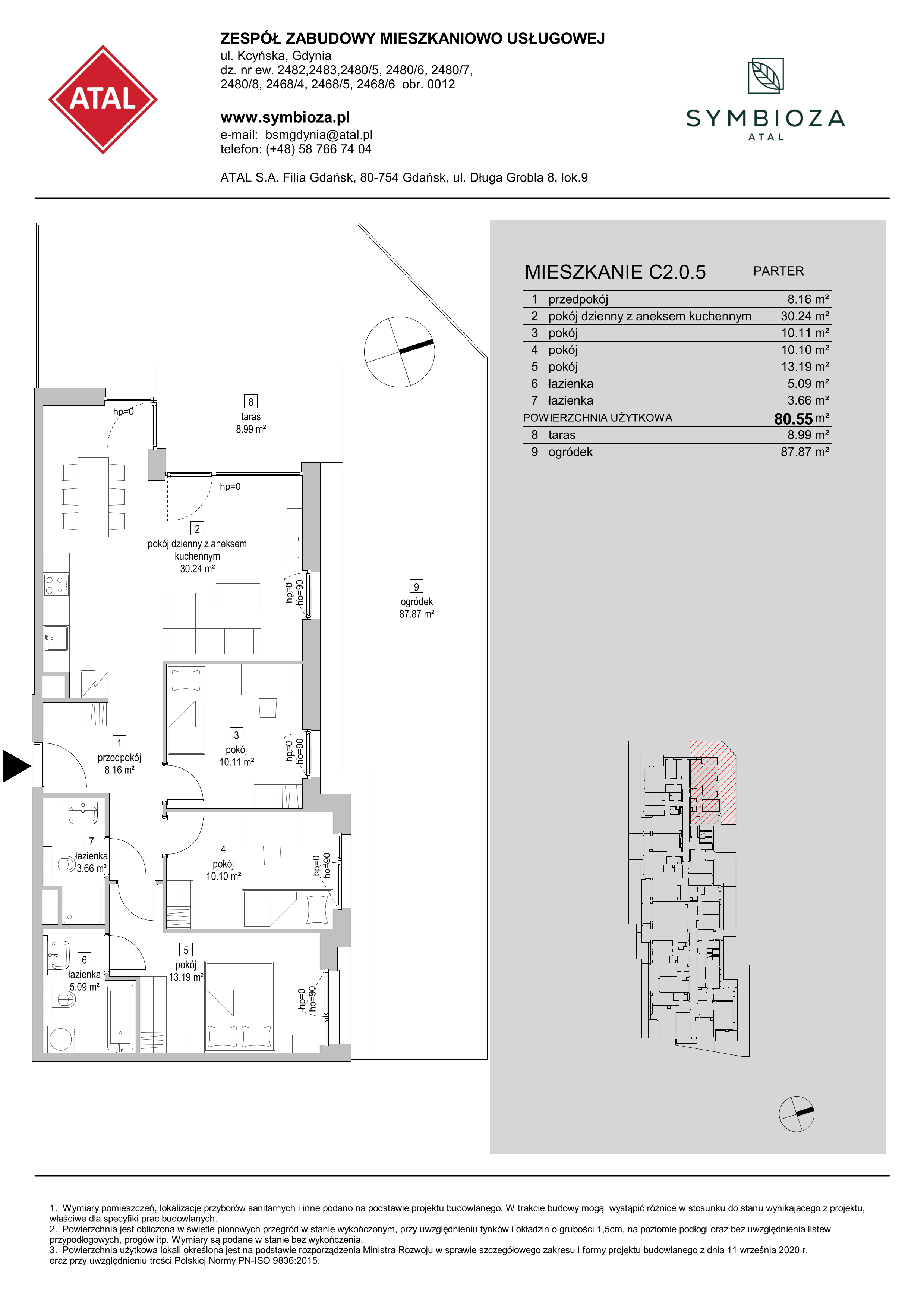 Mieszkanie 80,55 m², parter, oferta nr C2.0.5, ATAL Symbioza, Gdynia, Cisowa, ul. Kcyńska-idx