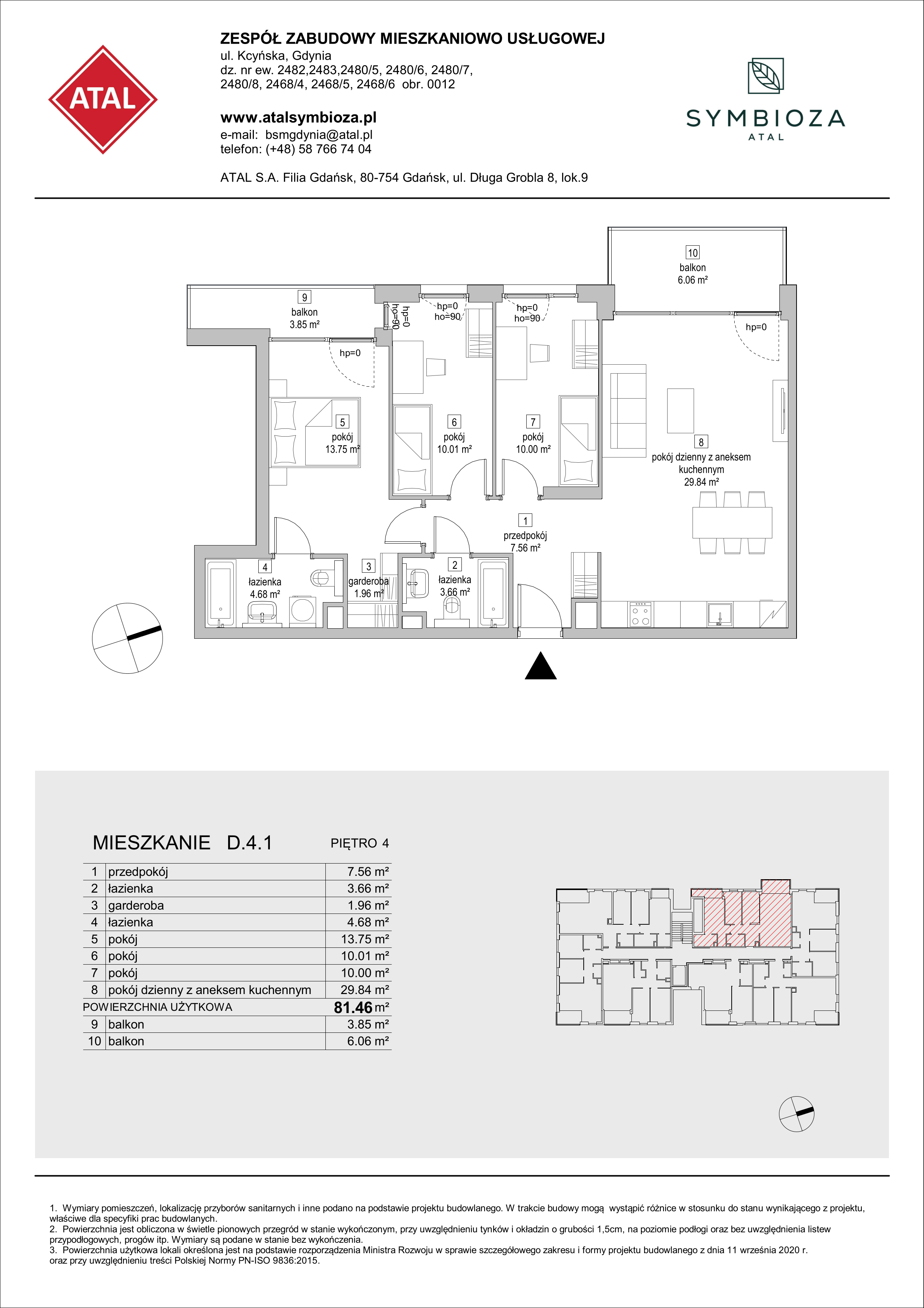 Mieszkanie 81,46 m², piętro 4, oferta nr D.4.1, ATAL Symbioza, Gdynia, Cisowa, ul. Kcyńska-idx