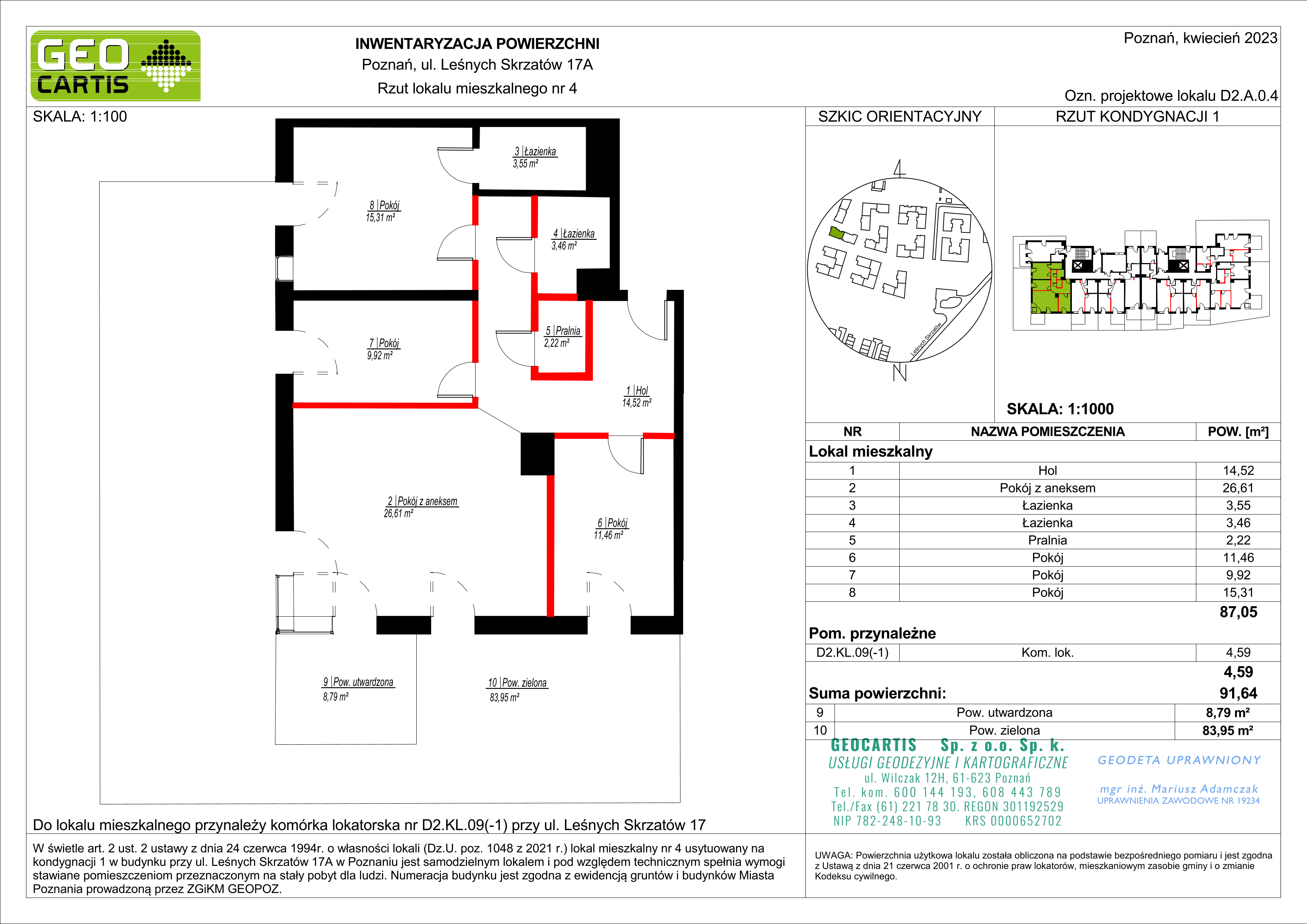 Mieszkanie 87,04 m², parter, oferta nr D2.A.0.4, Zacisze Marcelin, Poznań, Ławica, Marcelin, ul. Leśnych Skrzatów-idx