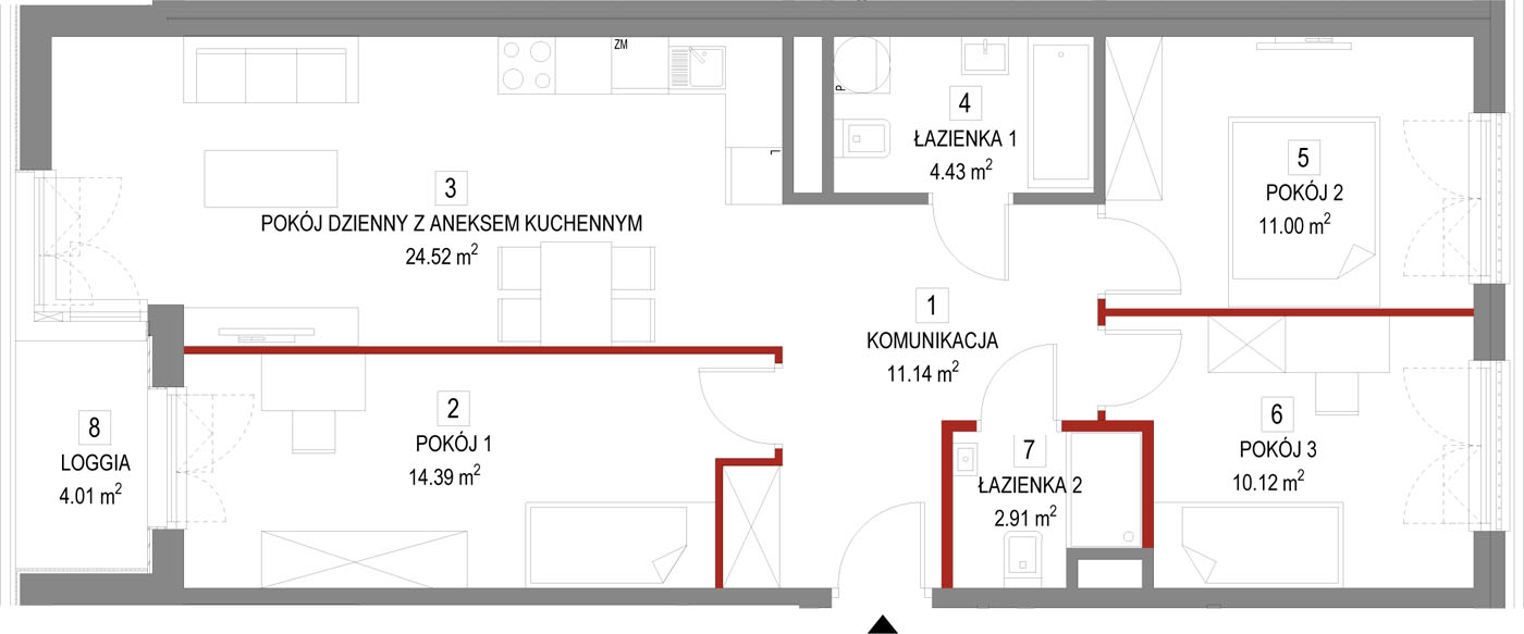 Mieszkanie 80,95 m², piętro 1, oferta nr 28, Masarska 6 Apartamenty, Kraków, Grzegórzki, Kazimierz, ul. Masarska 6-idx