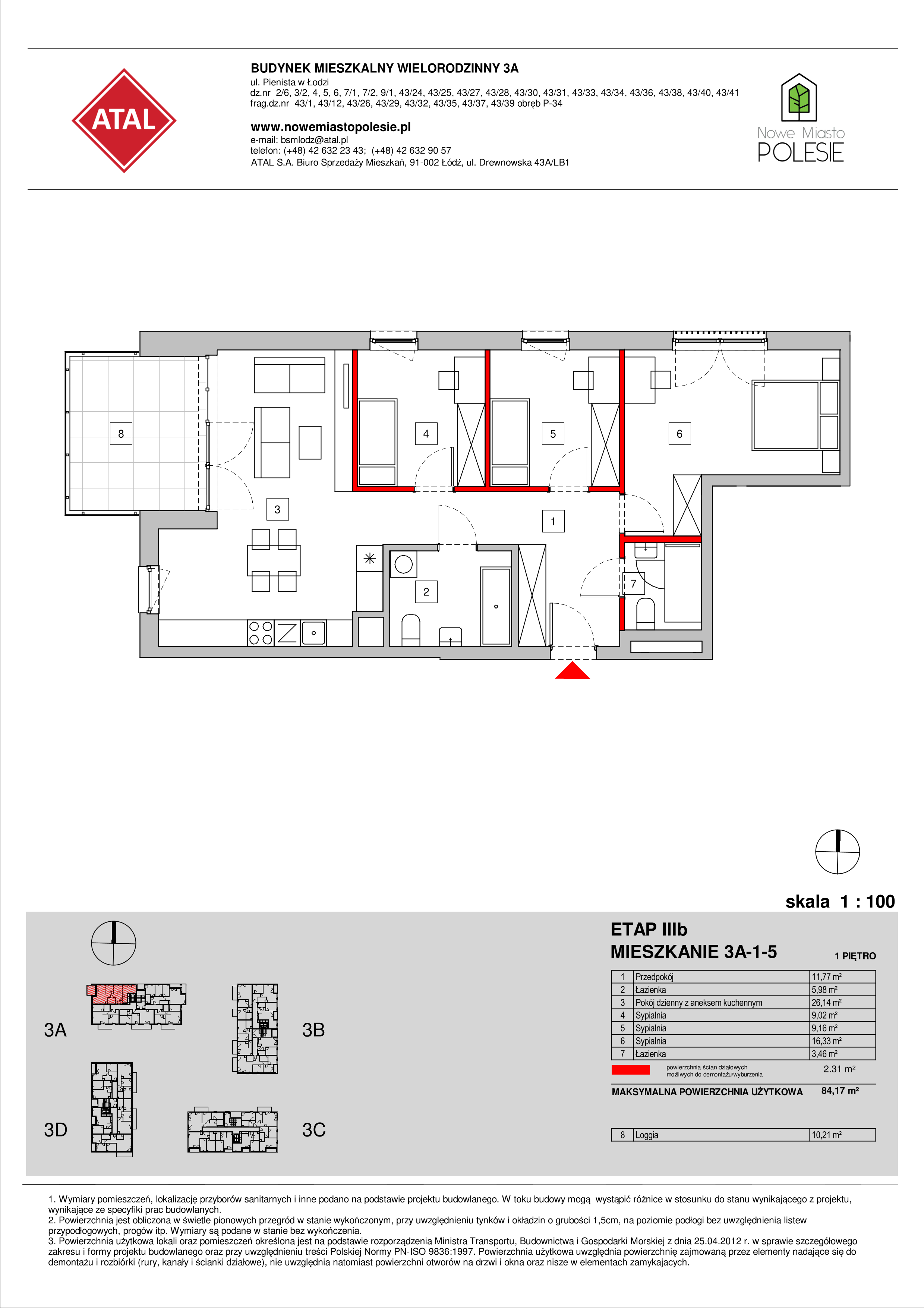 Mieszkanie 84,24 m², piętro 1, oferta nr 3A-1-5, Nowe Miasto Polesie III, Łódź, Polesie, Lublinek-Pienista, ul. Pienista-idx