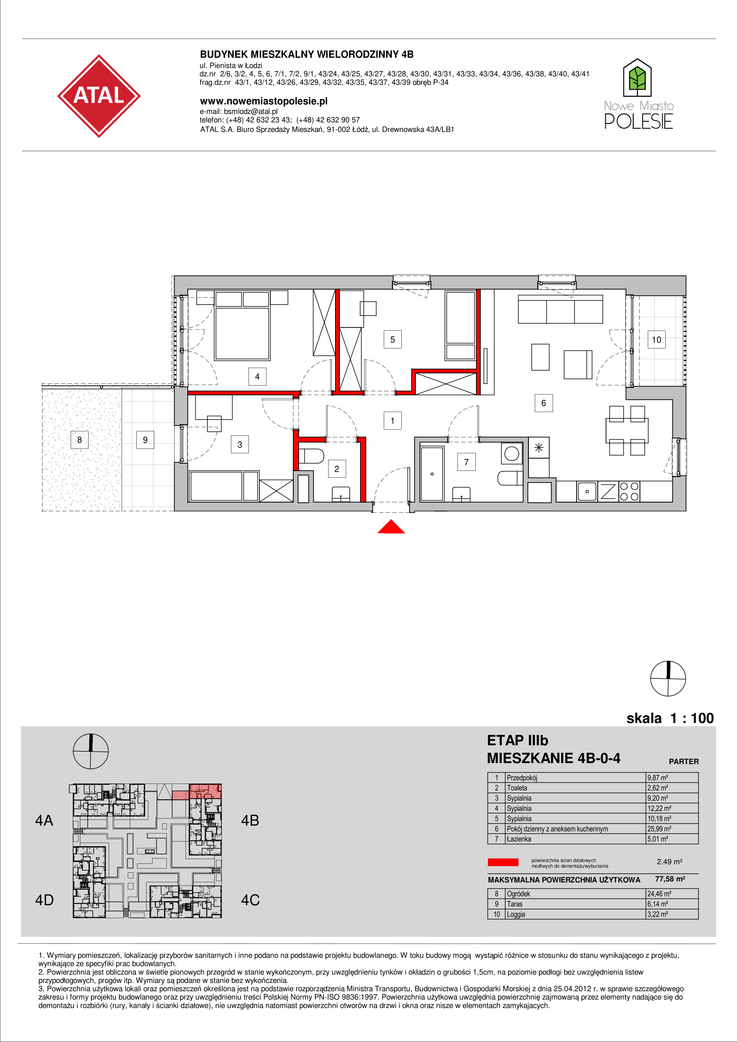 Mieszkanie 77,57 m², parter, oferta nr 4B-0-4, Nowe Miasto Polesie III, Łódź, Polesie, Lublinek-Pienista, ul. Pienista-idx