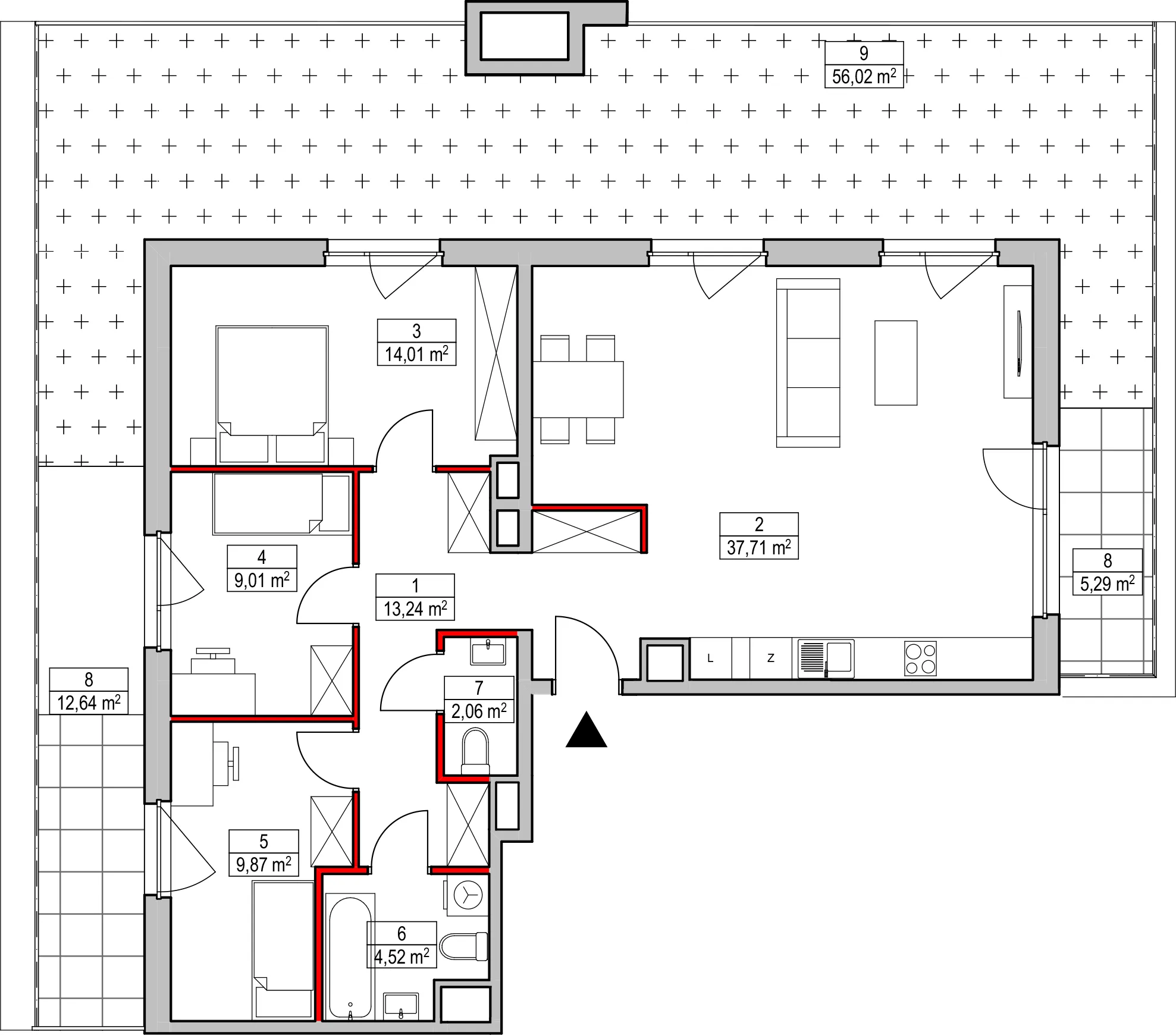 Mieszkanie 90,42 m², piętro 5, oferta nr D1.1.5.2, Nowy Targówek VI, Warszawa, Targówek, Targówek Mieszkaniowy, ul. Płosa 8-idx