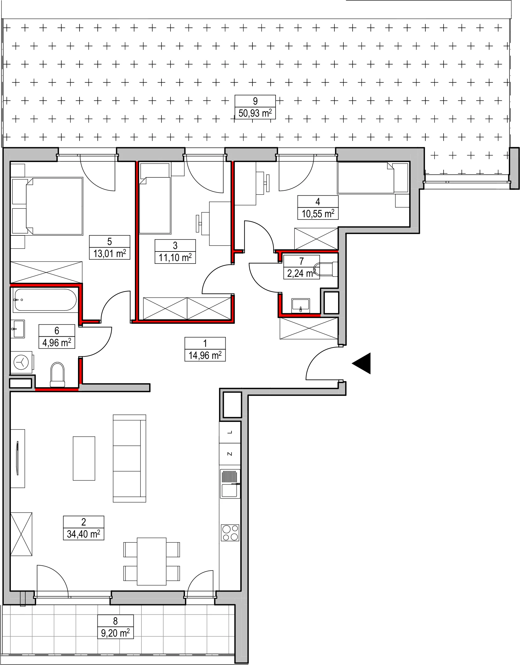 Mieszkanie 91,25 m², piętro 1, oferta nr D1.3.1.4, Nowy Targówek VI, Warszawa, Targówek, Targówek Mieszkaniowy, ul. Płosa 8-idx