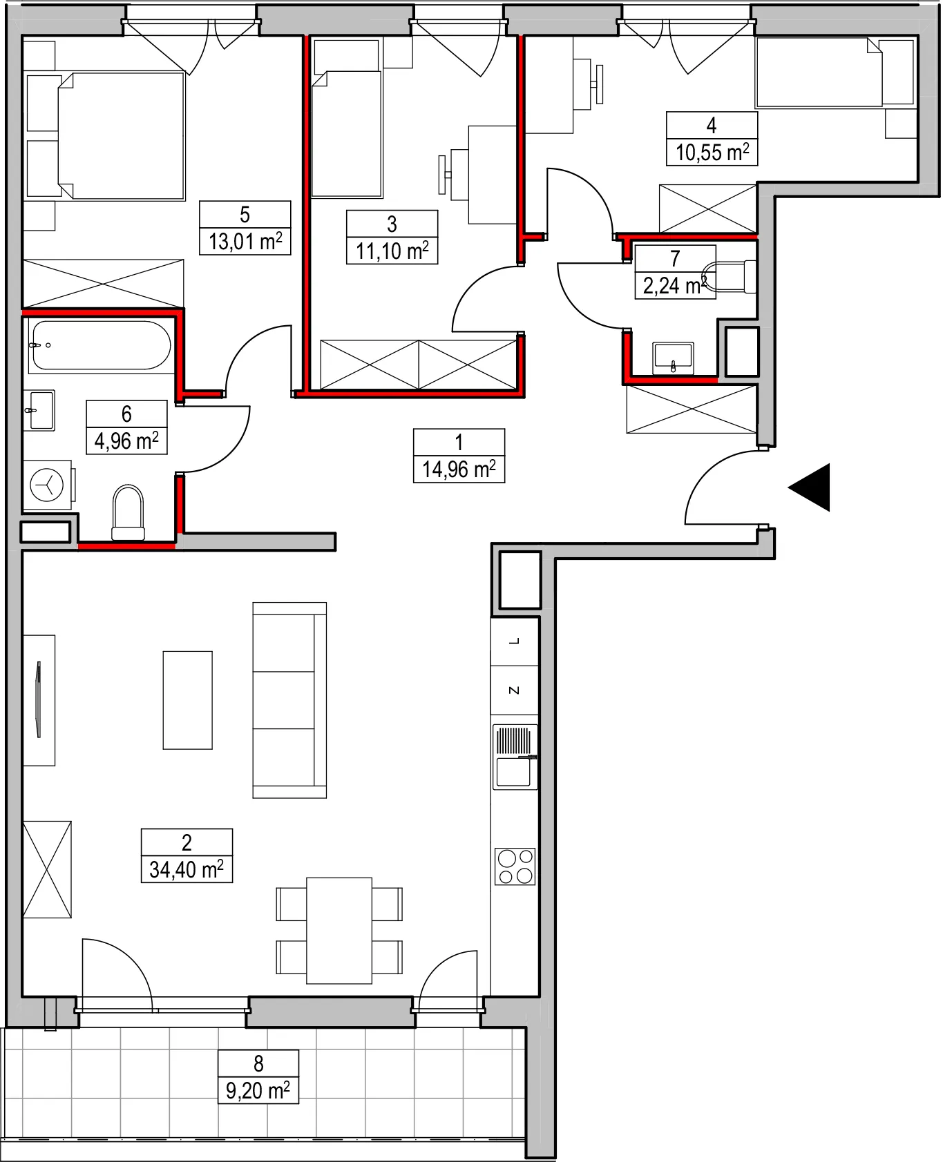 Mieszkanie 91,25 m², piętro 2, oferta nr D1.3.2.4, Nowy Targówek VI, Warszawa, Targówek, Targówek Mieszkaniowy, ul. Płosa 8-idx