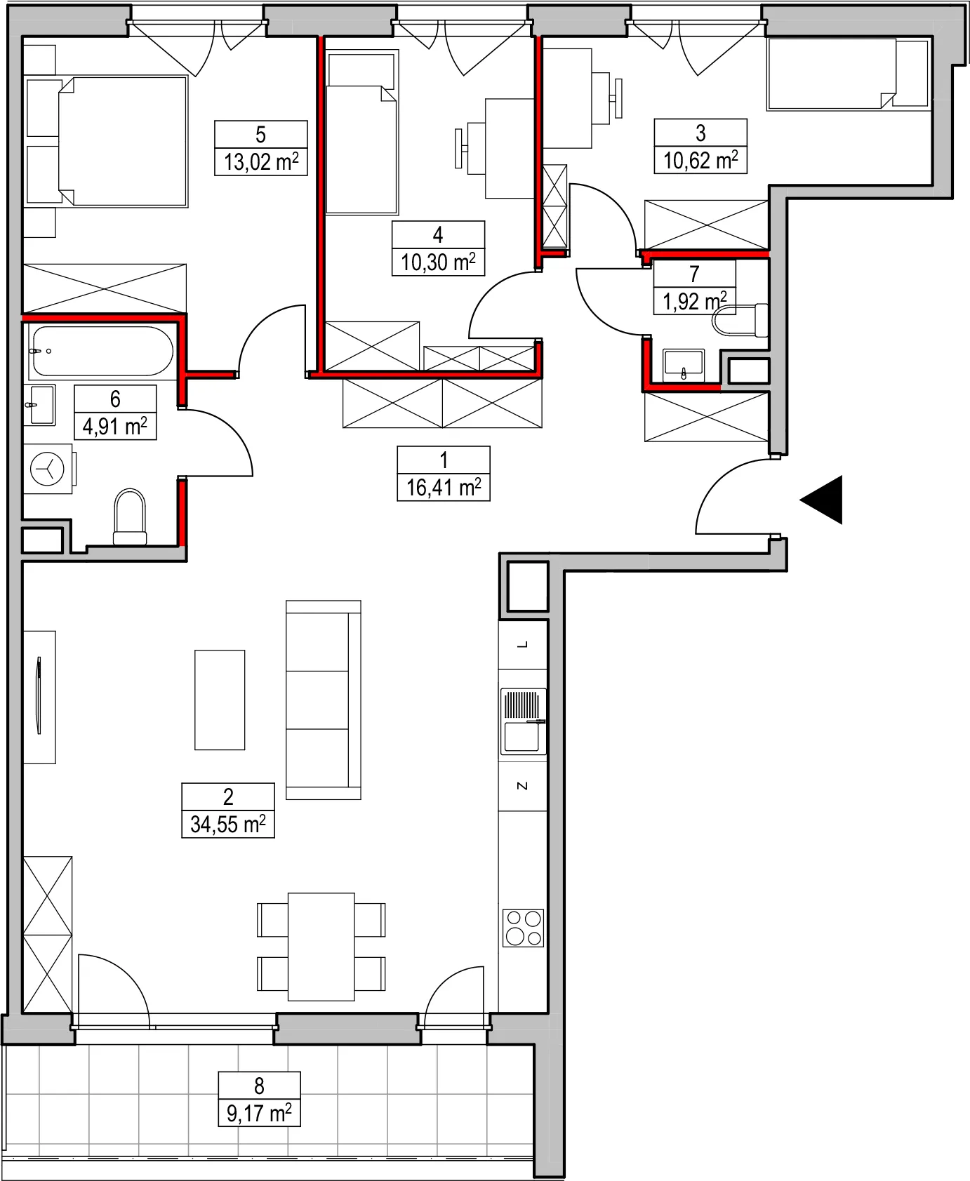 Mieszkanie 91,70 m², piętro 1, oferta nr D2.2.1.4, Nowy Targówek VI, Warszawa, Targówek, Targówek Mieszkaniowy, ul. Płosa 8-idx