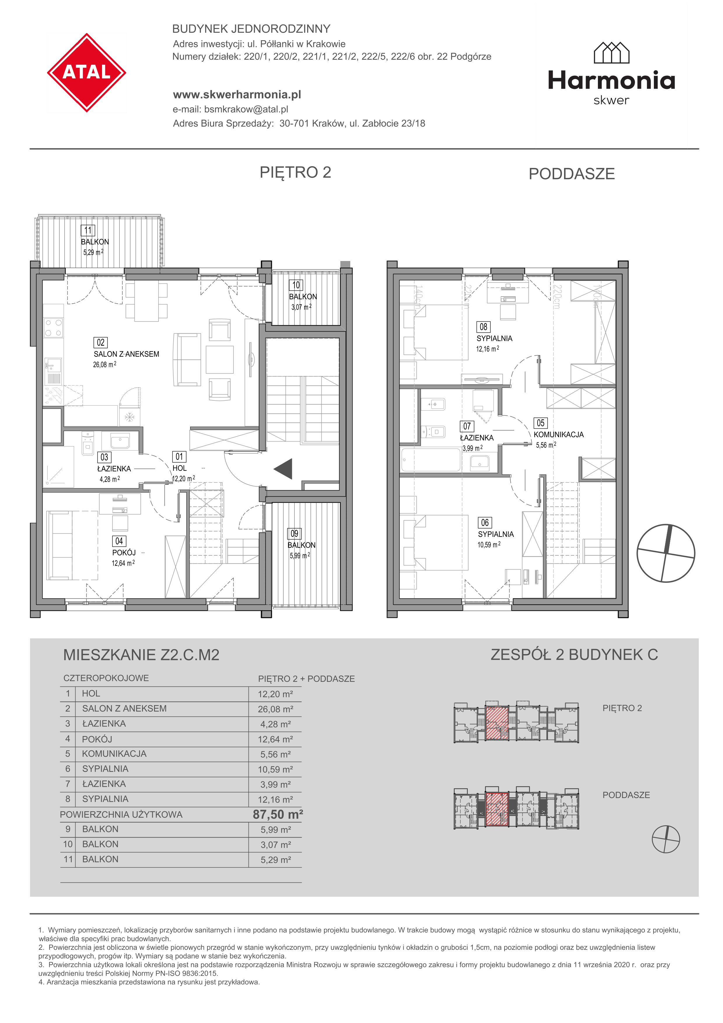 Mieszkanie 87,66 m², piętro 2, oferta nr Z2.C.M2, Skwer Harmonia, Kraków, Podgórze, Rybitwy, ul. Półłanki-idx