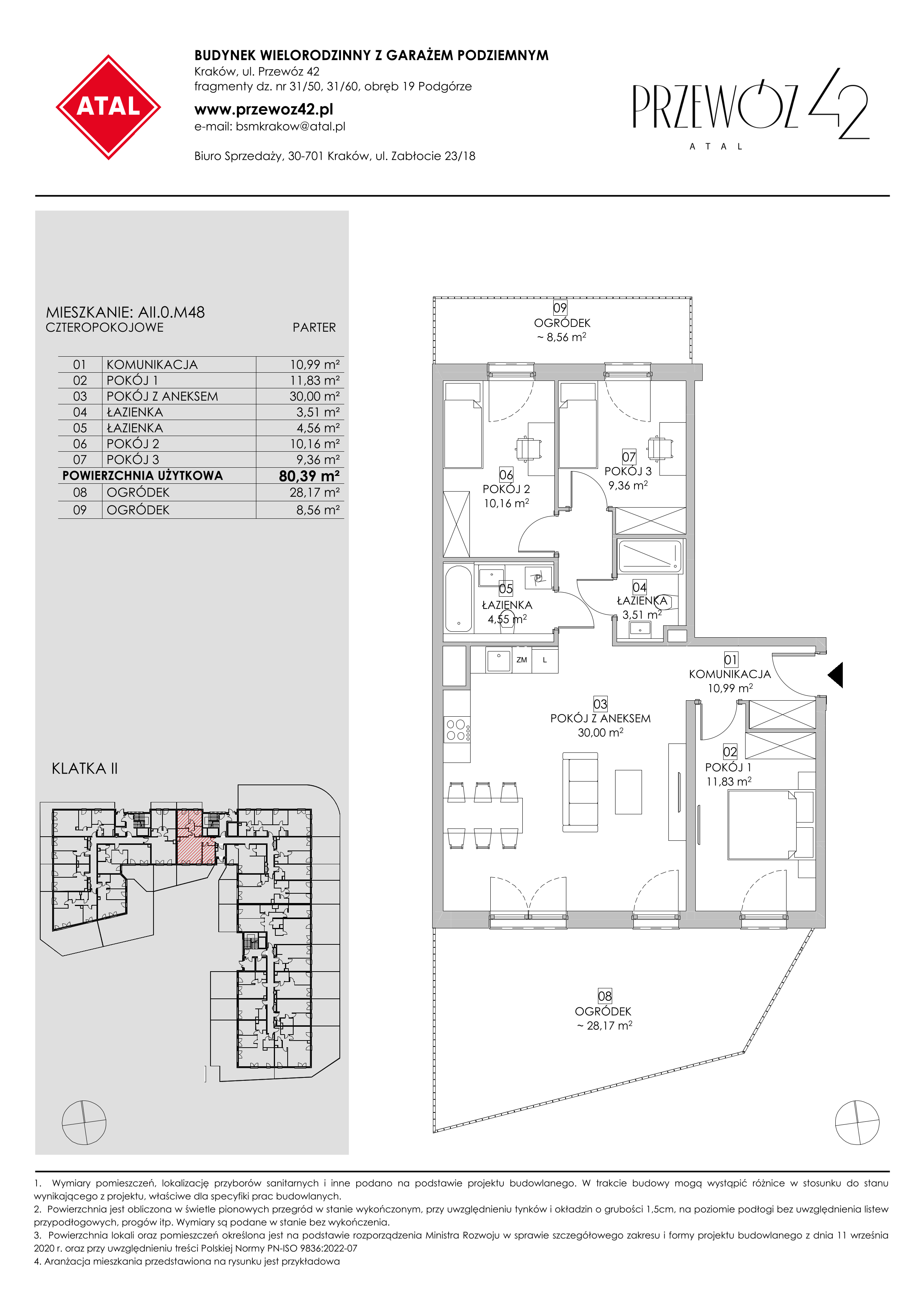 Mieszkanie 80,39 m², parter, oferta nr AII.0.M48, Przewóz 42 ATAL, Kraków, Podgórze, Płaszów, ul. Przewóz 42-idx