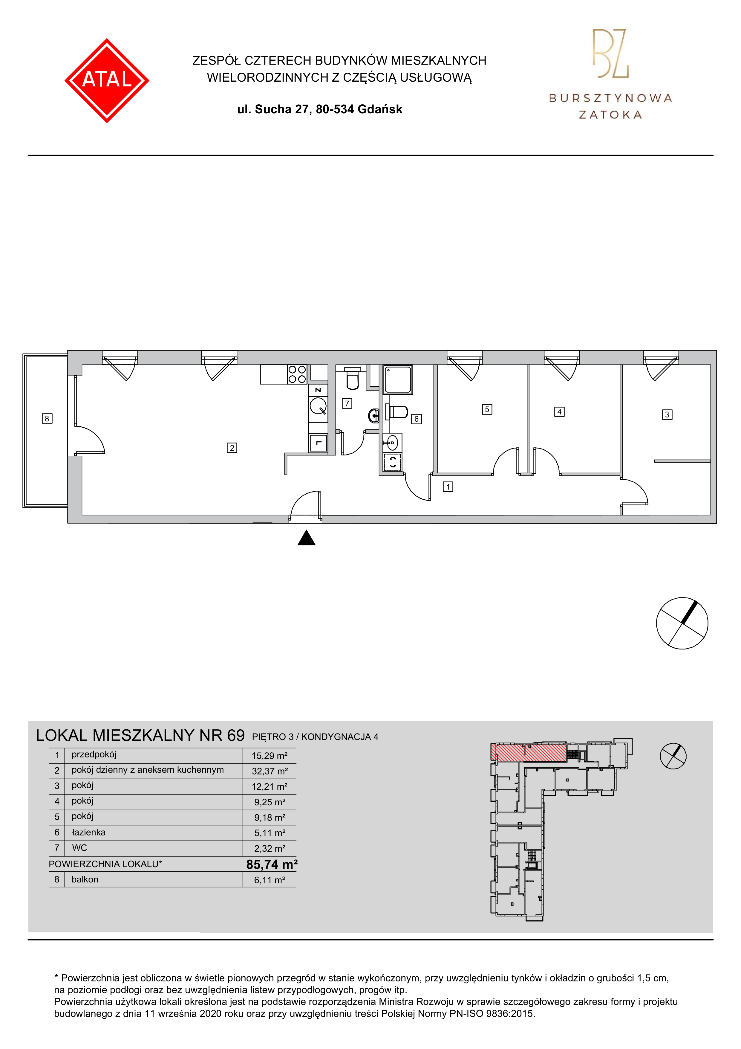 Mieszkanie 85,74 m², piętro 3, oferta nr 5.A.3.01, Bursztynowa Zatoka, Gdańsk, Letnica, ul. Starowiejska/Sucha-idx