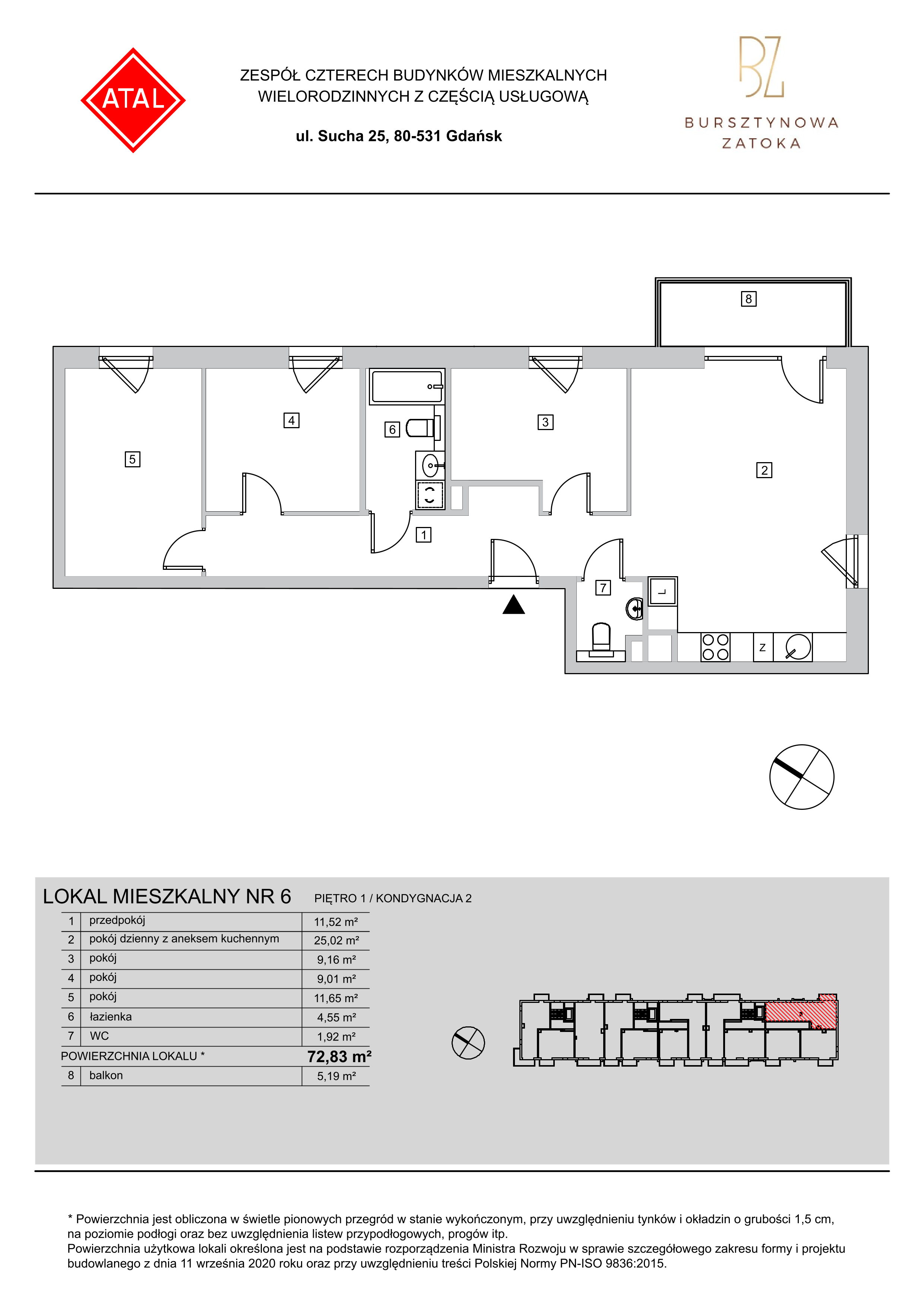 Mieszkanie 72,83 m², piętro 1, oferta nr 6.C.1.05, Bursztynowa Zatoka, Gdańsk, Letnica, ul. Starowiejska/Sucha-idx