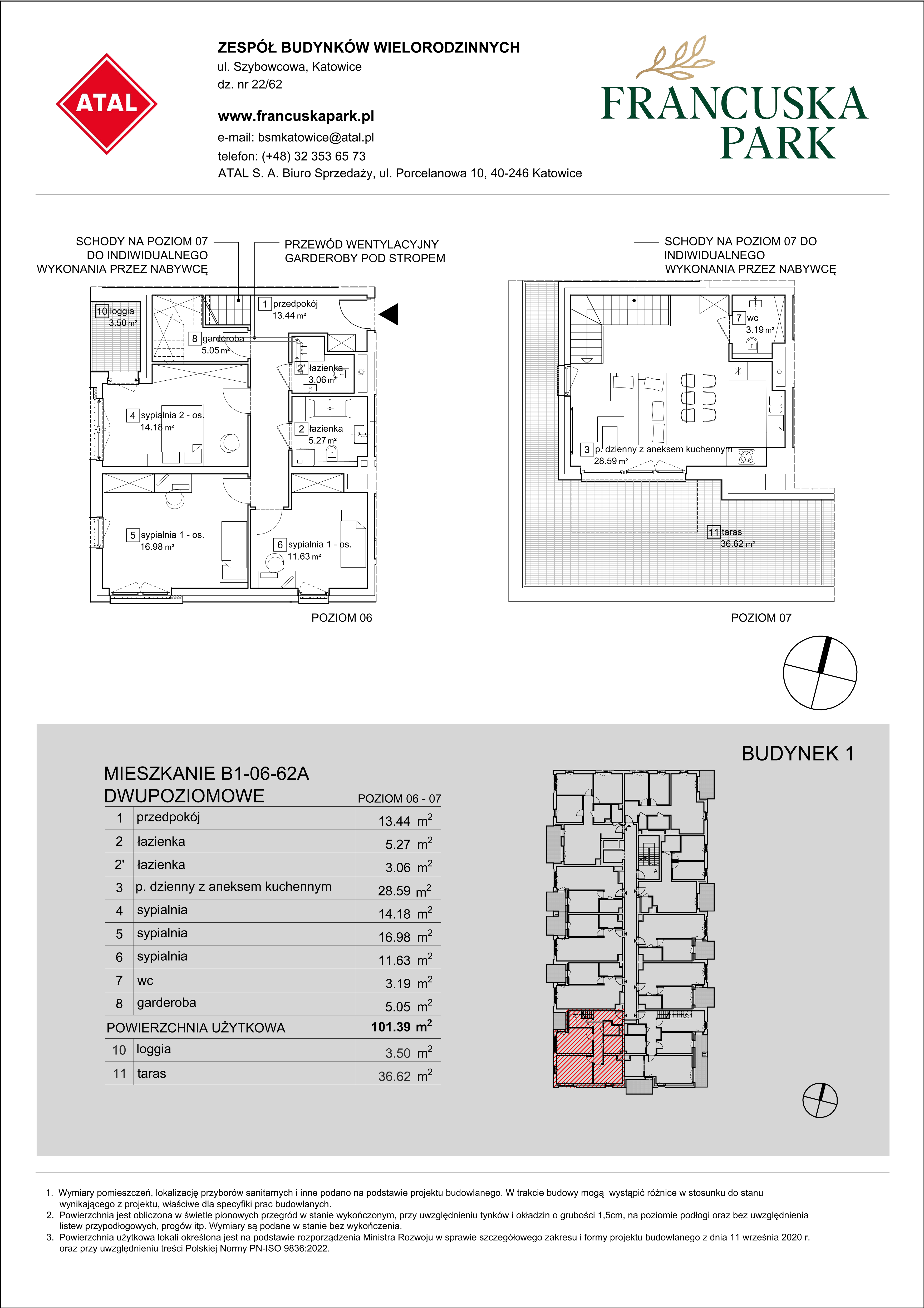 Mieszkanie 101,39 m², piętro 6, oferta nr B1-06-62A, Francuska Park, Katowice, Osiedle Paderewskiego-Muchowiec, Muchowiec, ul. Szybowcowa-idx