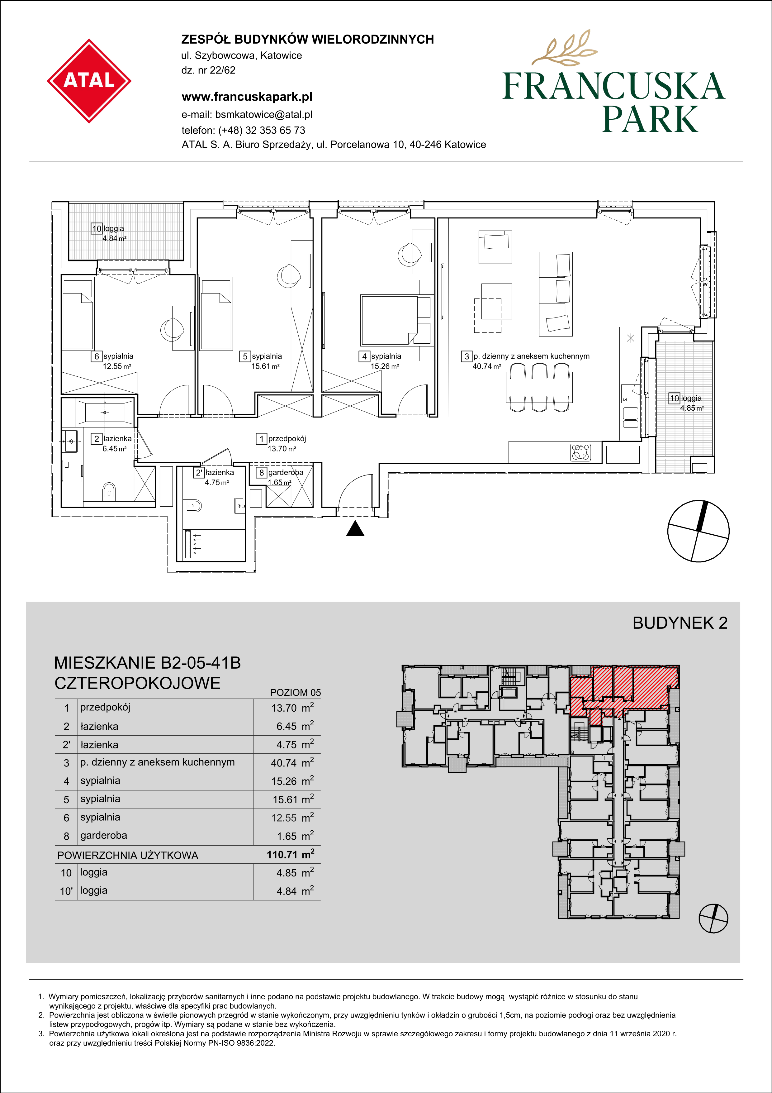 Mieszkanie 110,71 m², piętro 5, oferta nr B2-05-41B, Francuska Park, Katowice, Osiedle Paderewskiego-Muchowiec, Muchowiec, ul. Szybowcowa-idx