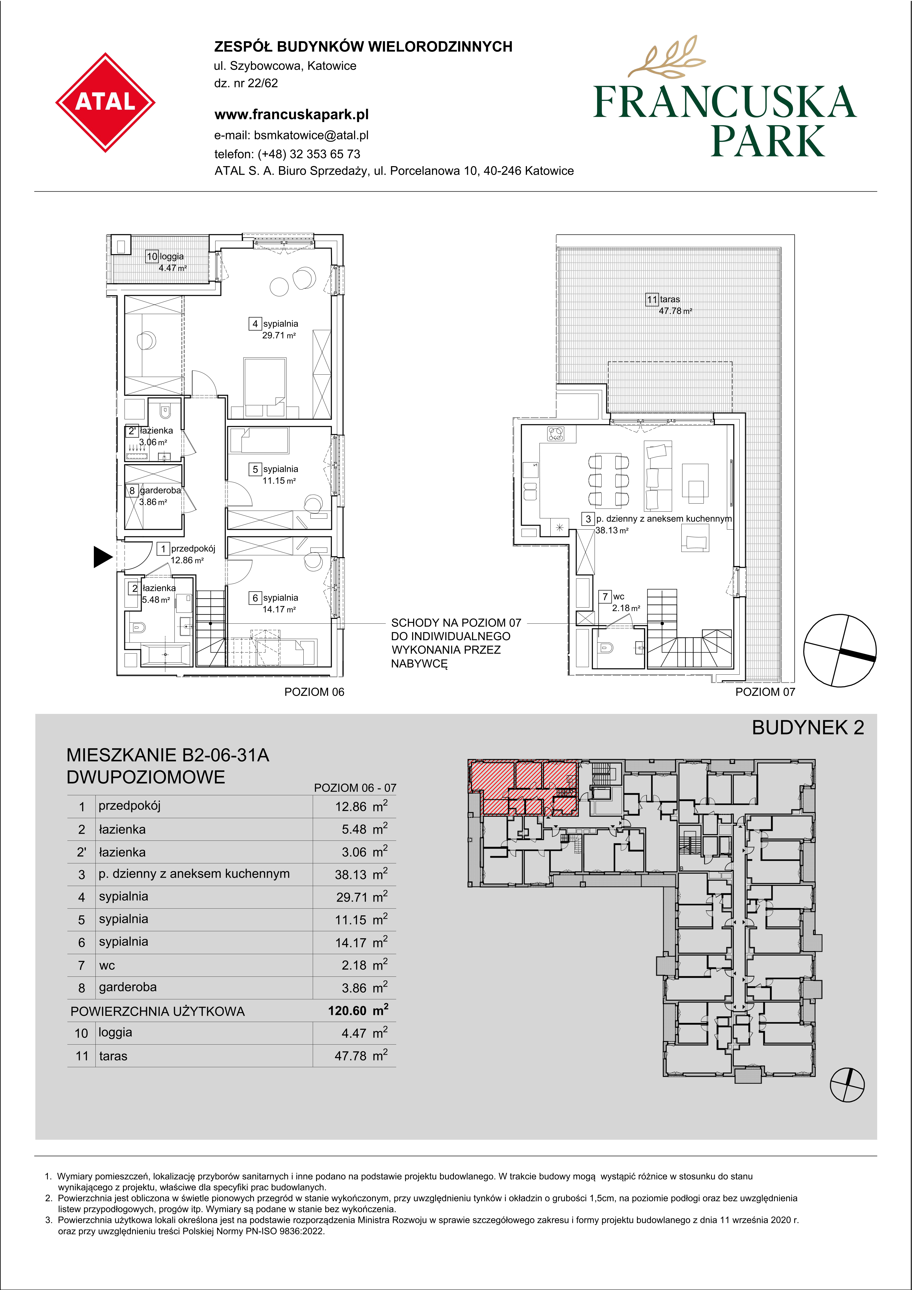 Mieszkanie 120,60 m², piętro 6, oferta nr B2-06-31A, Francuska Park, Katowice, Osiedle Paderewskiego-Muchowiec, Muchowiec, ul. Szybowcowa-idx