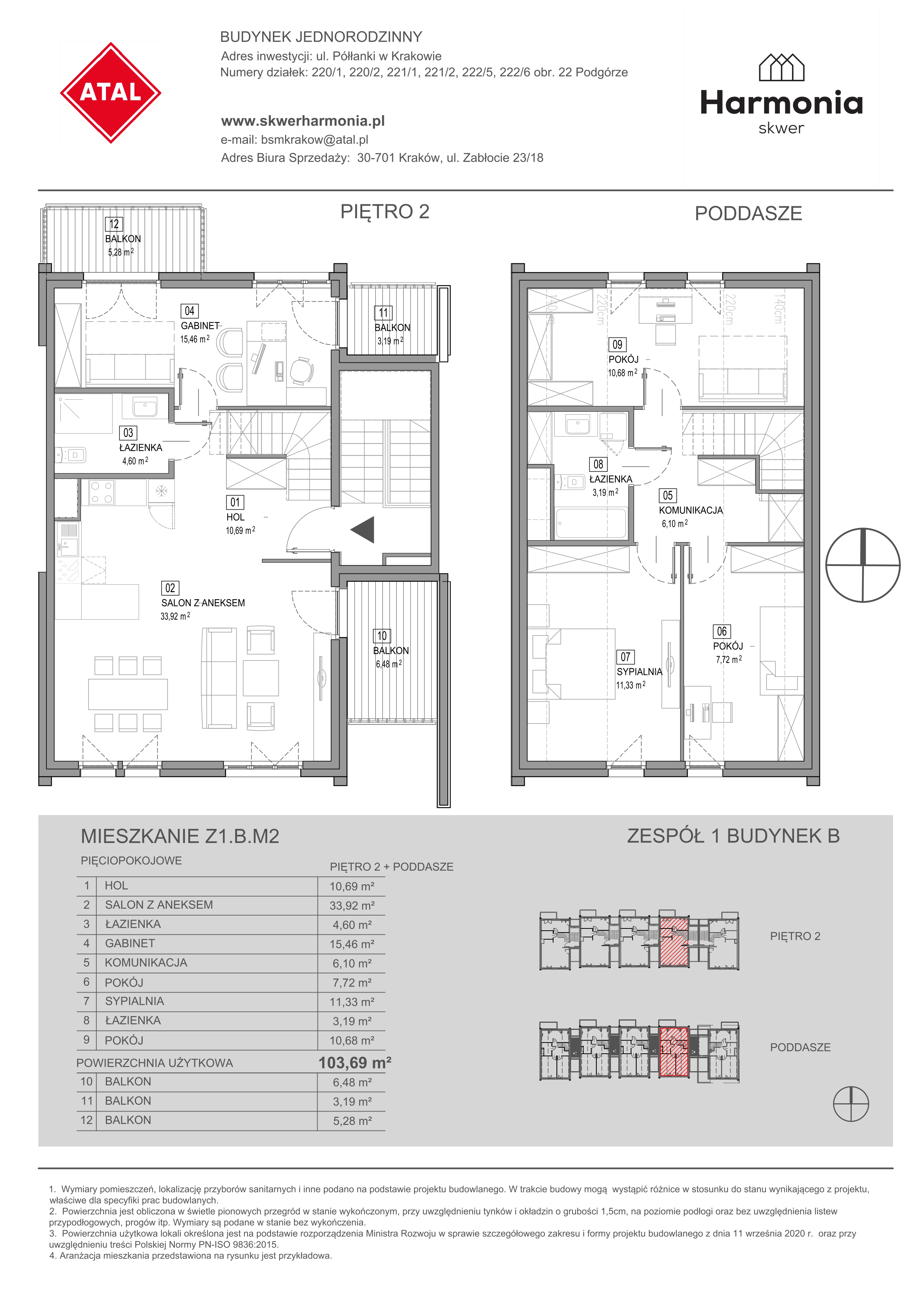 Mieszkanie 103,90 m², piętro 2, oferta nr Z1.B.M2, Skwer Harmonia, Kraków, Podgórze, Rybitwy, ul. Półłanki-idx