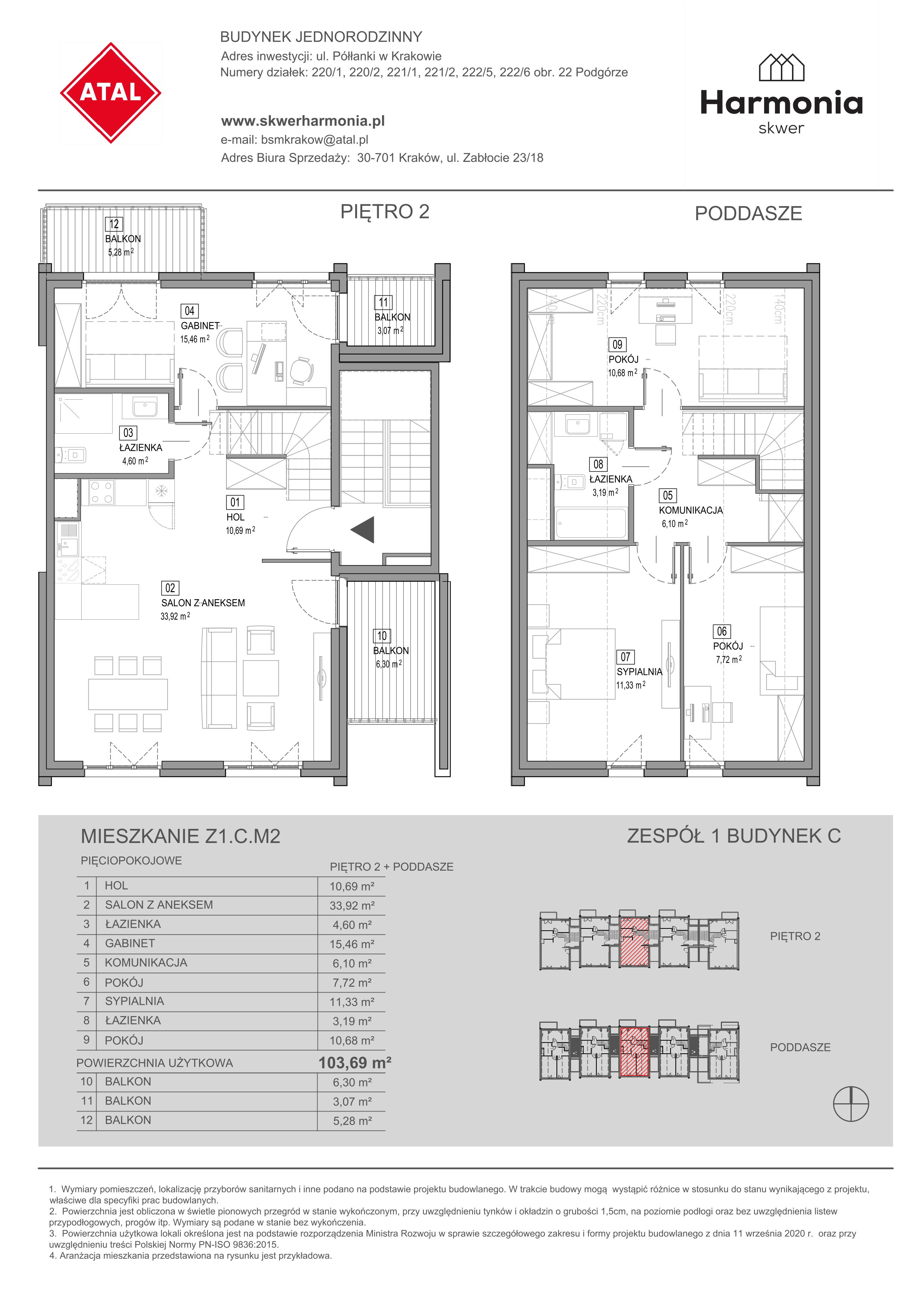 Mieszkanie 104,29 m², piętro 2, oferta nr Z1.C.M2, Skwer Harmonia, Kraków, Podgórze, Rybitwy, ul. Półłanki-idx