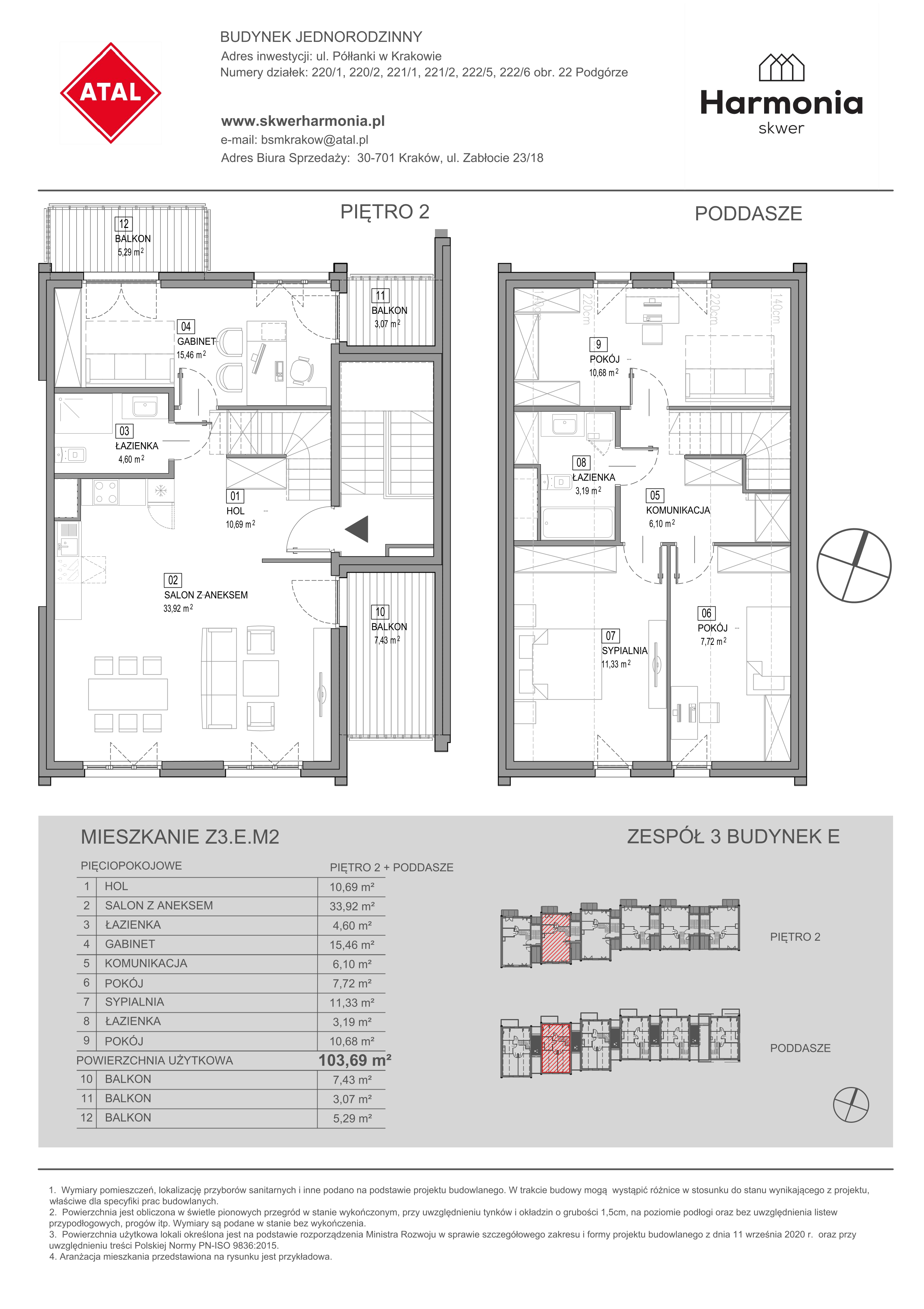 Mieszkanie 103,96 m², piętro 2, oferta nr Z3.E.M2, Skwer Harmonia, Kraków, Podgórze, Rybitwy, ul. Półłanki-idx