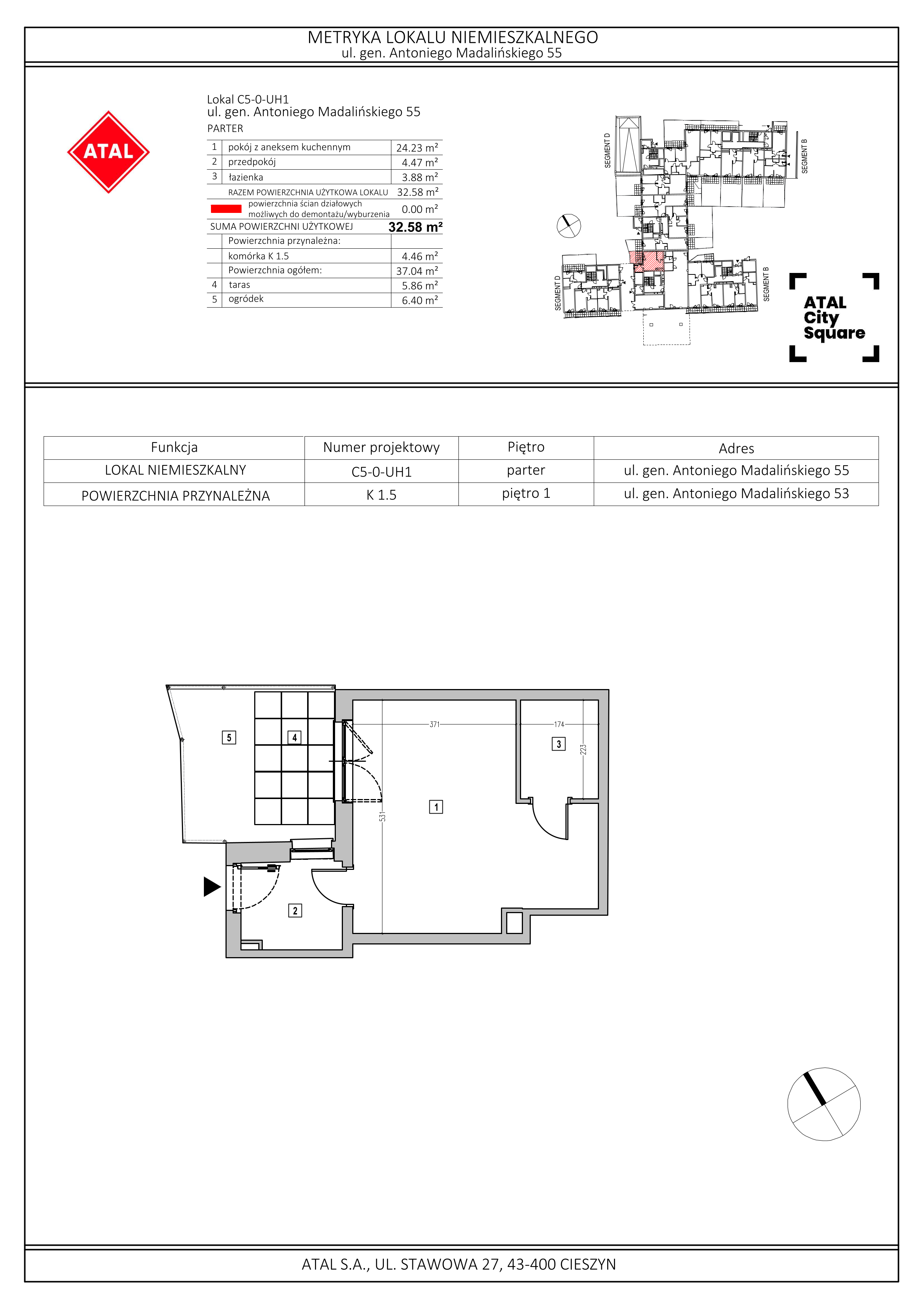 Lokal inwestycyjny 32,58 m², parter, oferta nr C5-0-UH1, ATAL City Square - apartamenty inwestycyjne, Wrocław, Przedmieście Oławskie, Krzyki, ul. gen. Kazimierza Pułaskiego-idx