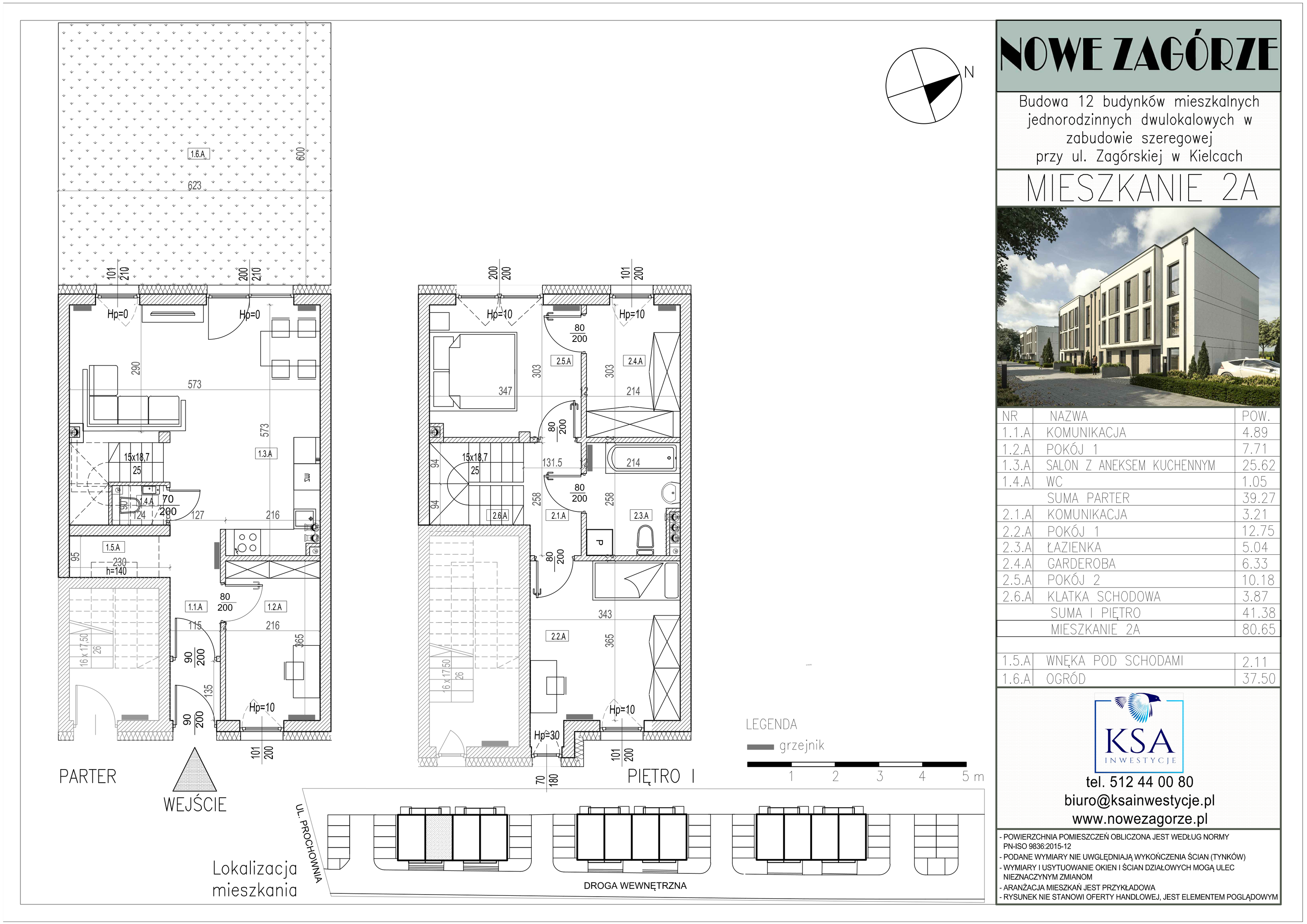 Mieszkanie 80,65 m², parter, oferta nr 2A, Nowe Zagórze, Kielce, Zagórze, ul. Zagórska 288-idx