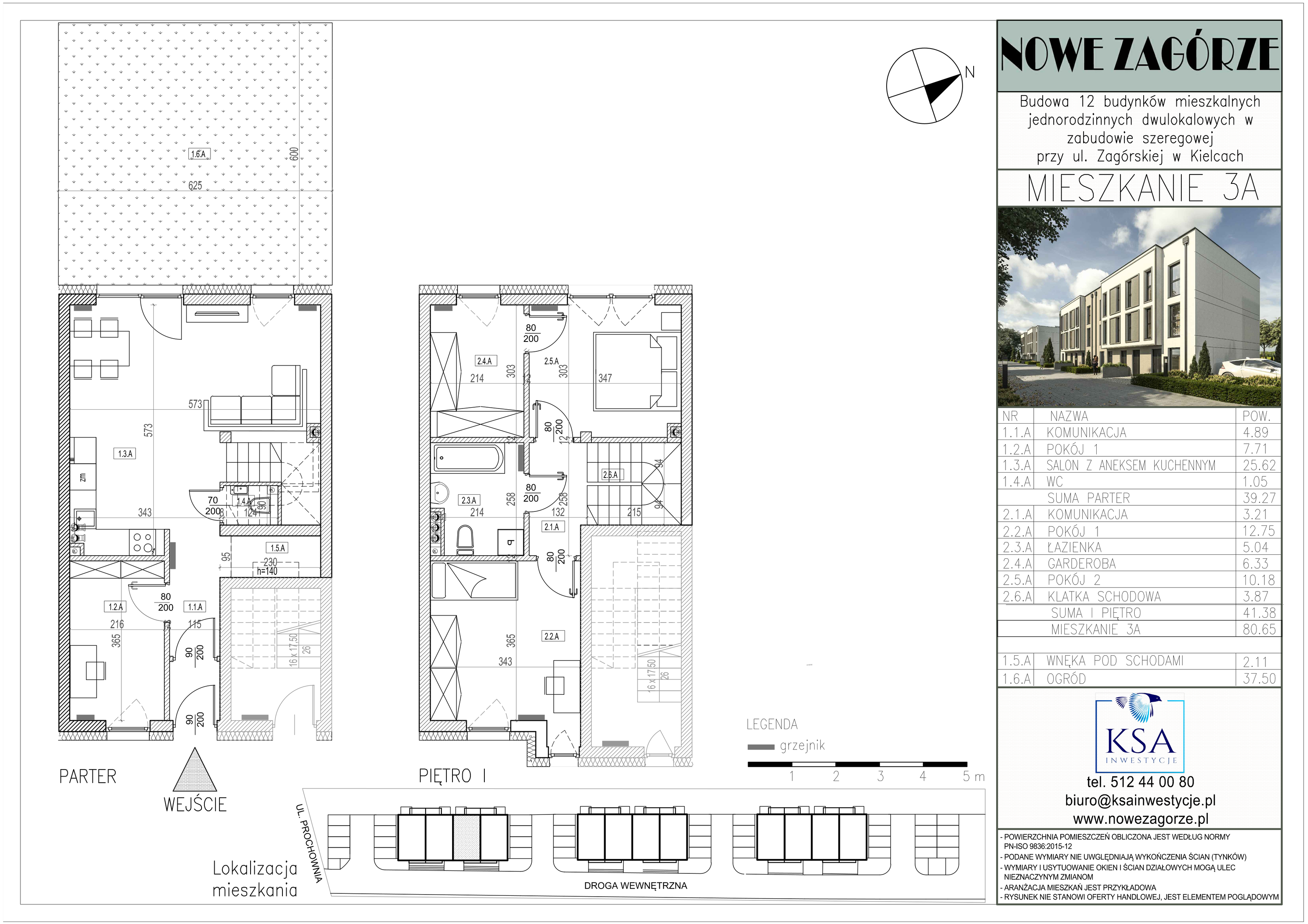 Mieszkanie 80,65 m², parter, oferta nr 3A, Nowe Zagórze, Kielce, Zagórze, ul. Zagórska 288-idx