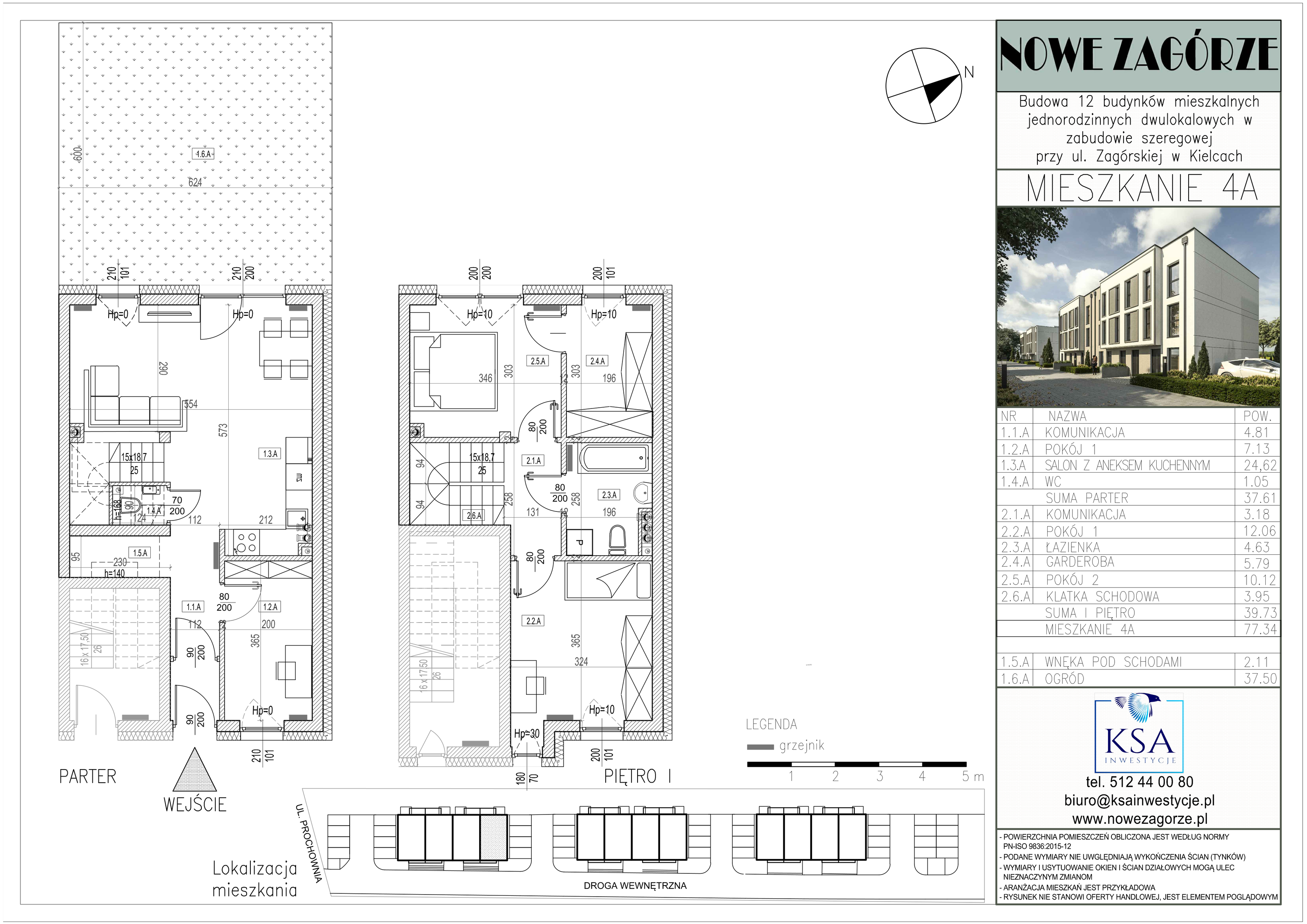 Mieszkanie 77,34 m², parter, oferta nr 4A, Nowe Zagórze, Kielce, Zagórze, ul. Zagórska 288-idx