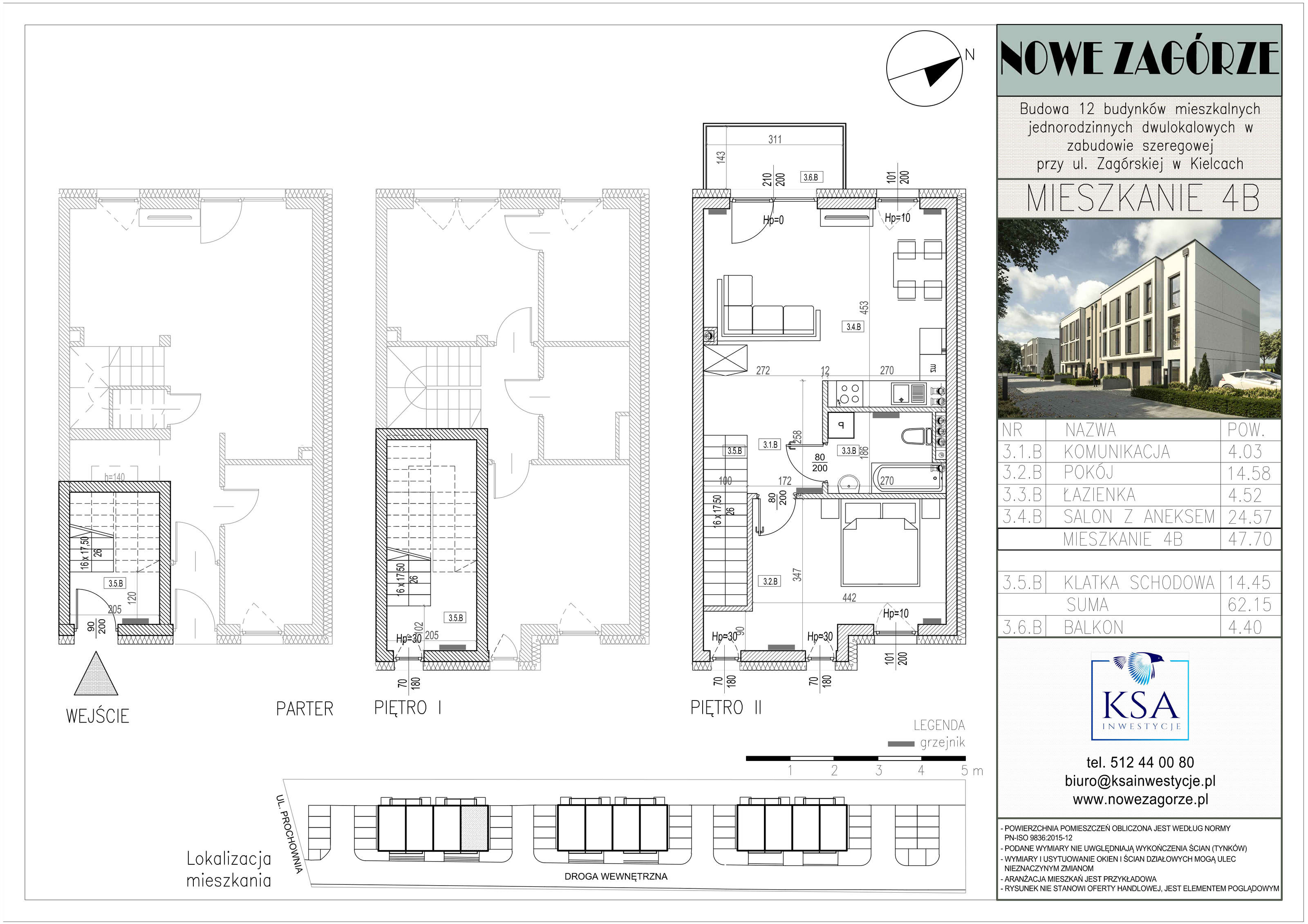 Mieszkanie 47,70 m², piętro 2, oferta nr 4B, Nowe Zagórze, Kielce, Zagórze, ul. Zagórska 288-idx