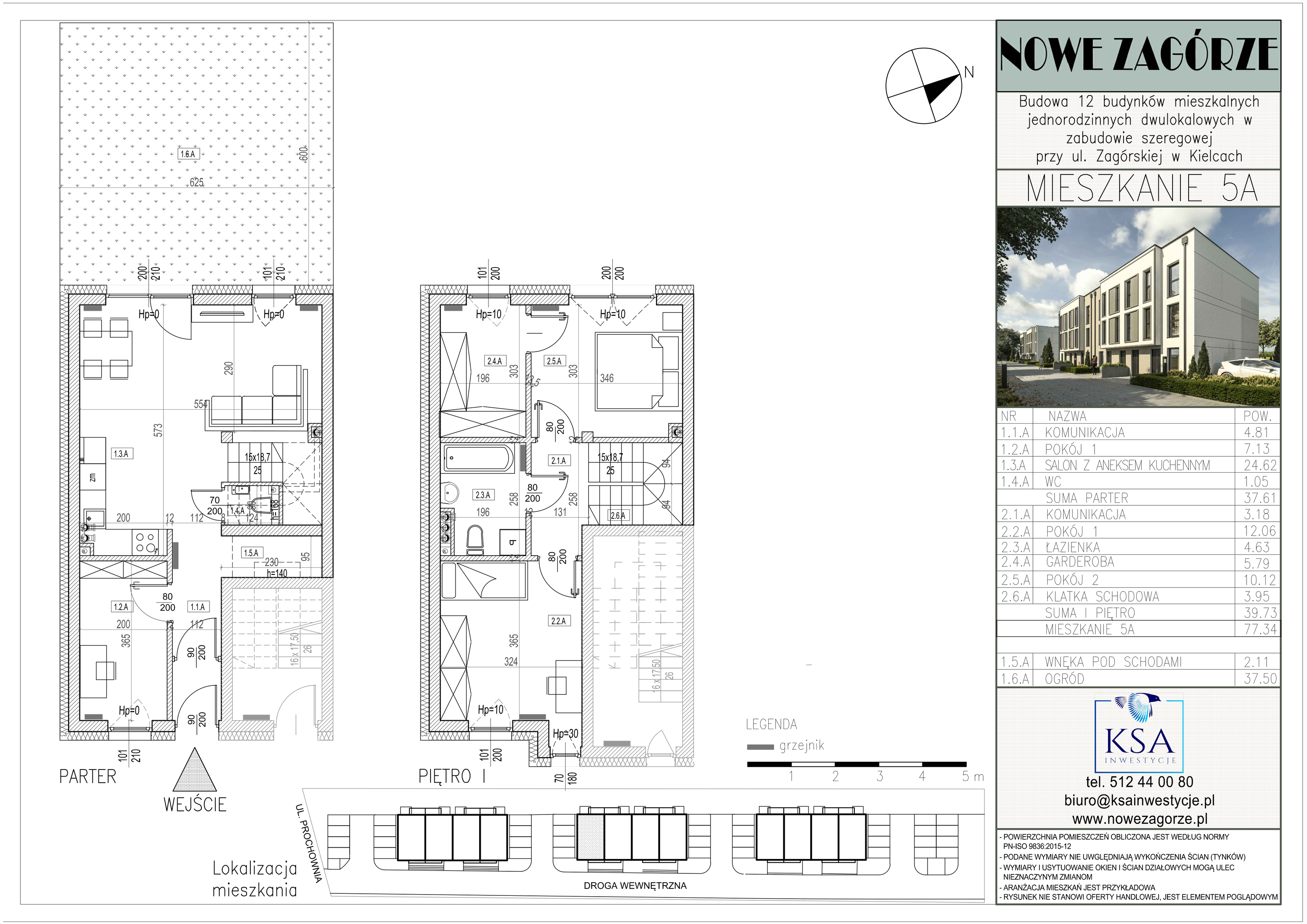 Mieszkanie 77,34 m², parter, oferta nr 5A, Nowe Zagórze, Kielce, Zagórze, ul. Zagórska 288-idx