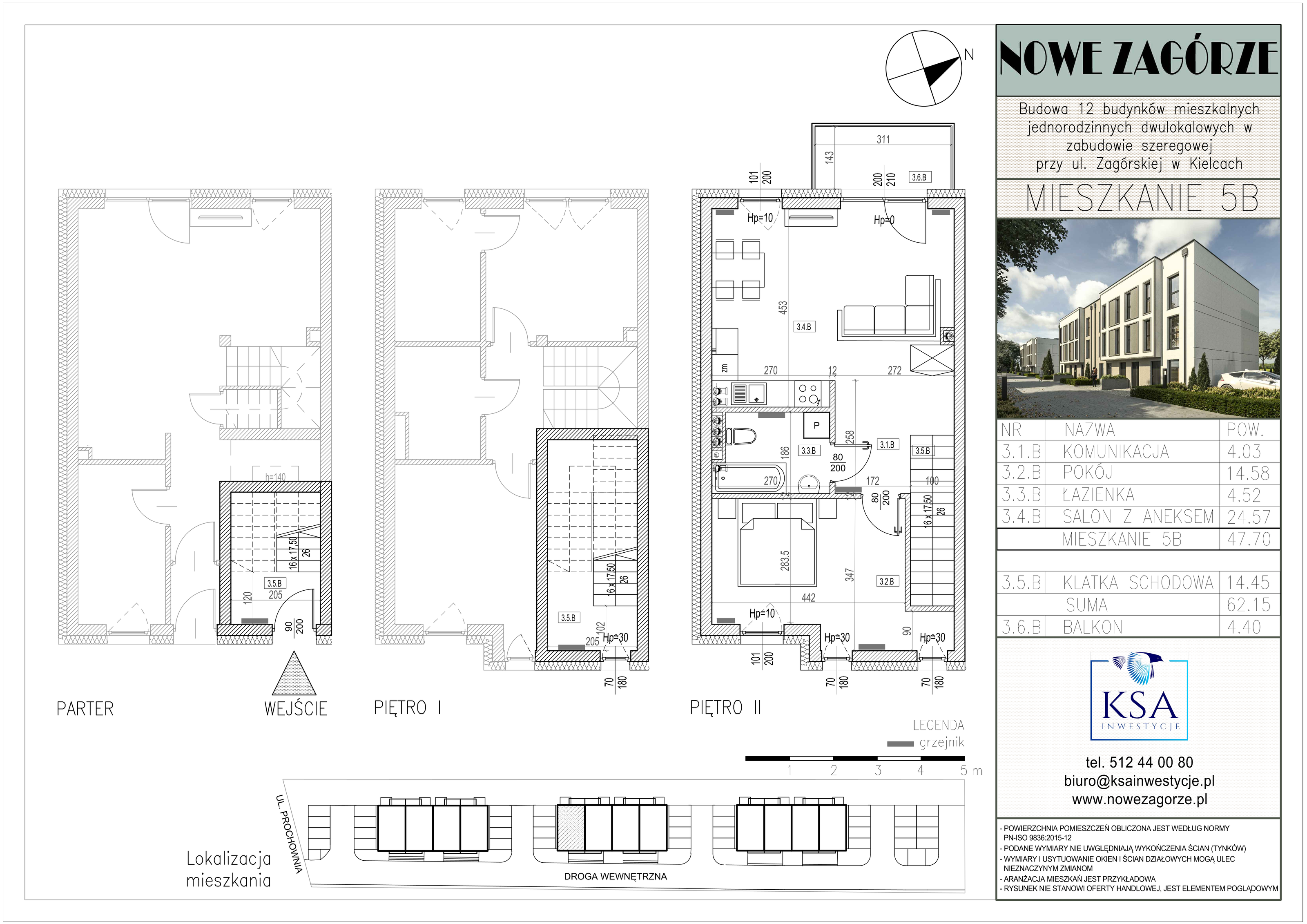 Mieszkanie 47,70 m², piętro 2, oferta nr 5B, Nowe Zagórze, Kielce, Zagórze, ul. Zagórska 288-idx