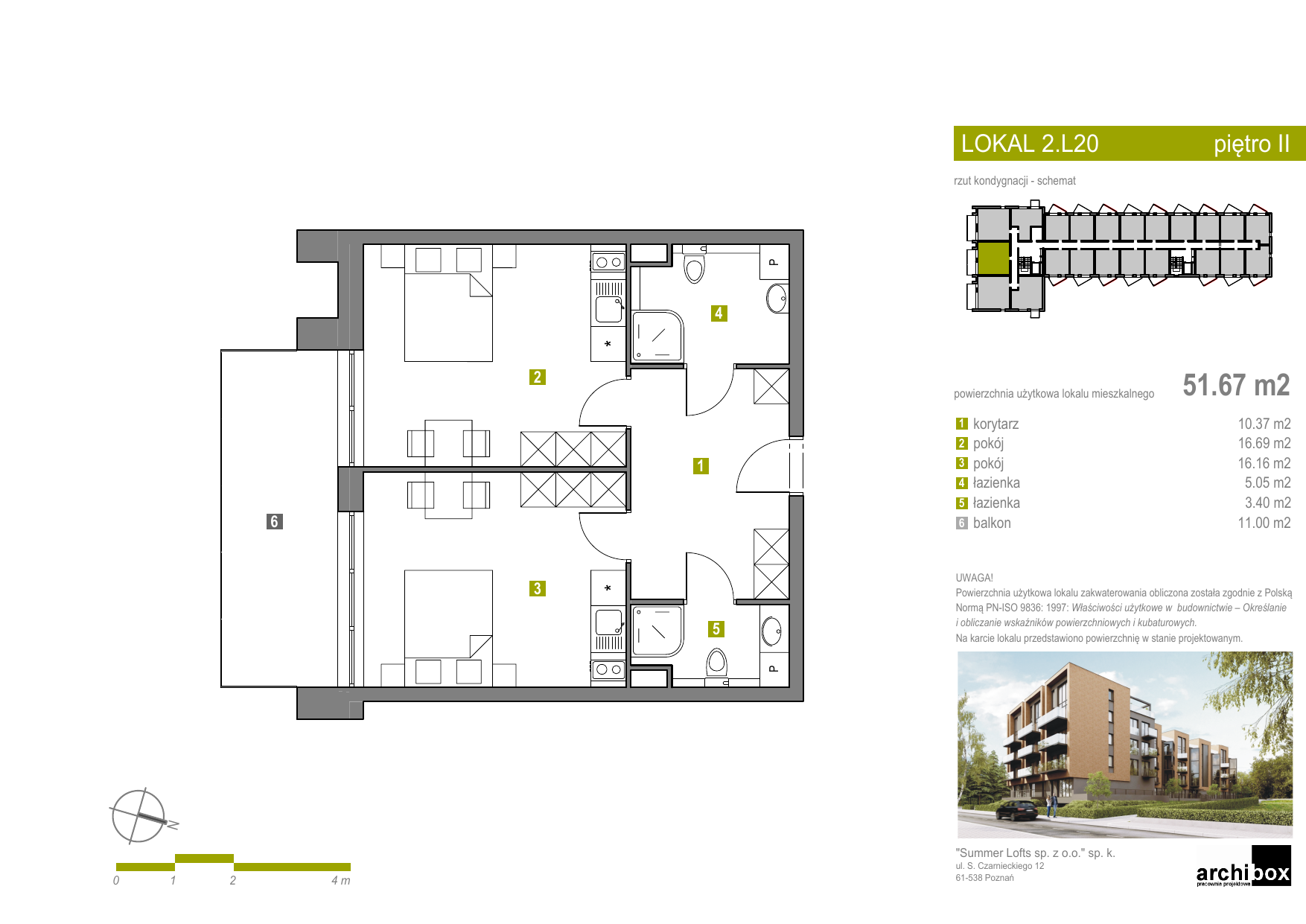 Apartament 51,96 m², piętro 2, oferta nr Apartament 40, Summer Lofts, Ustronie Morskie, ul. Wojska Polskiego 1-idx