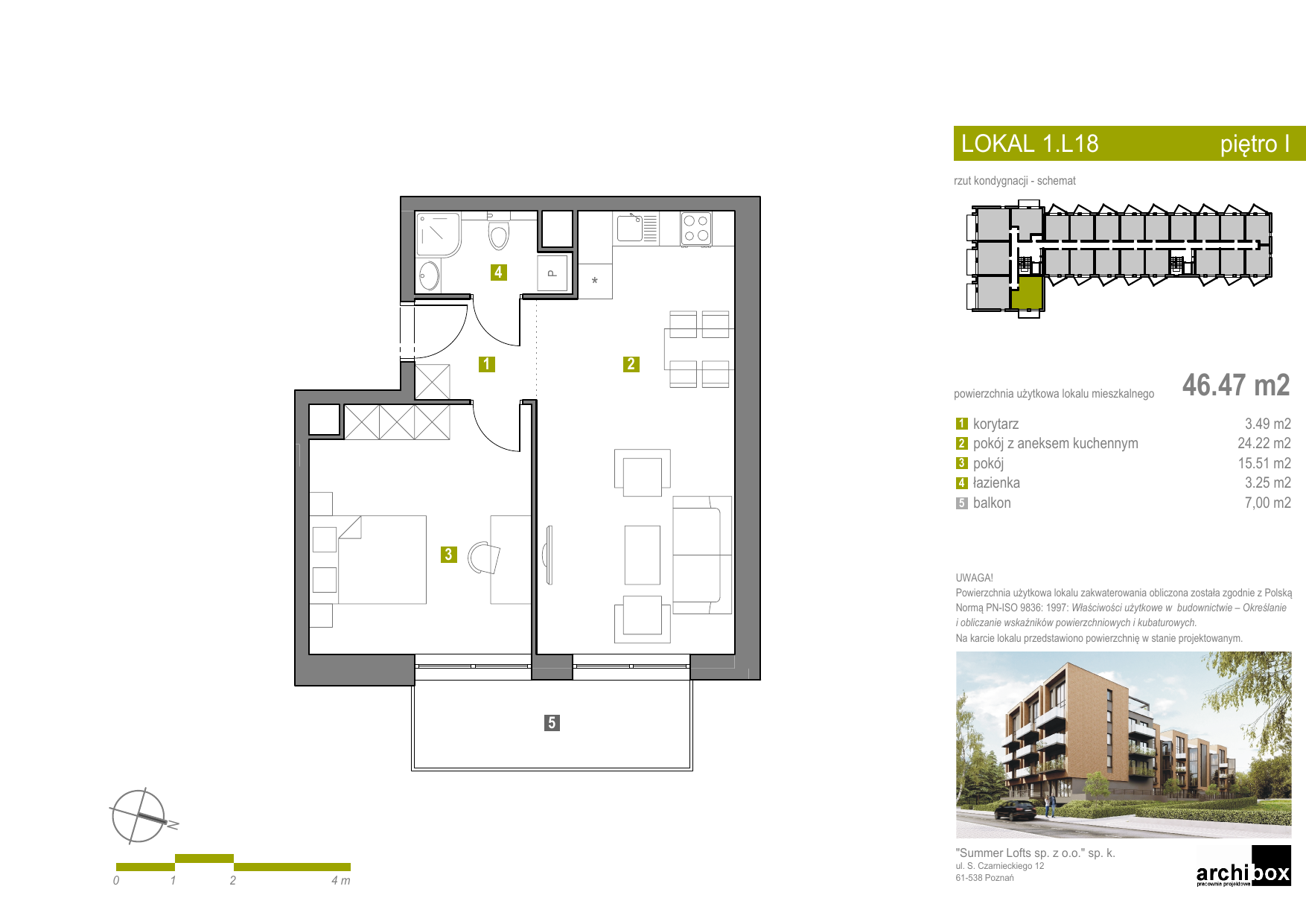 Apartament 46,57 m², piętro 1, oferta nr Apartament 16, Summer Lofts, Ustronie Morskie, ul. Wojska Polskiego 1-idx