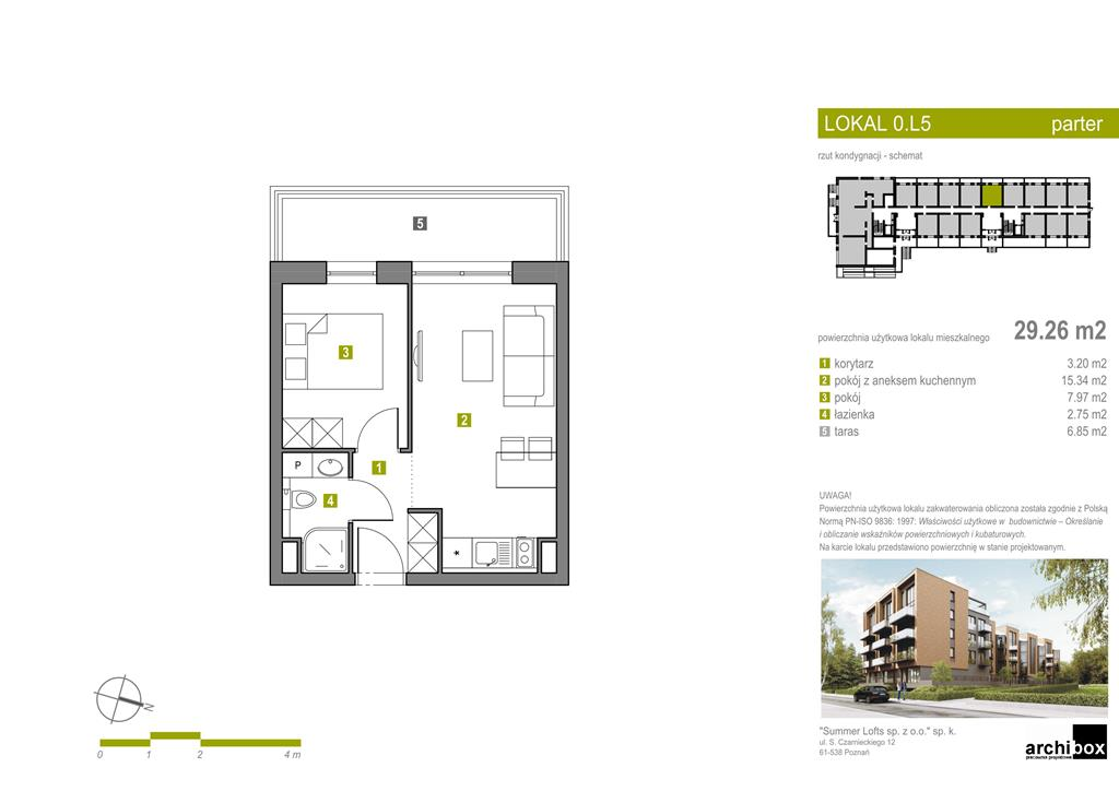 Apartament 29,54 m², parter, oferta nr Apartament 5, Summer Lofts, Ustronie Morskie, ul. Wojska Polskiego 1-idx