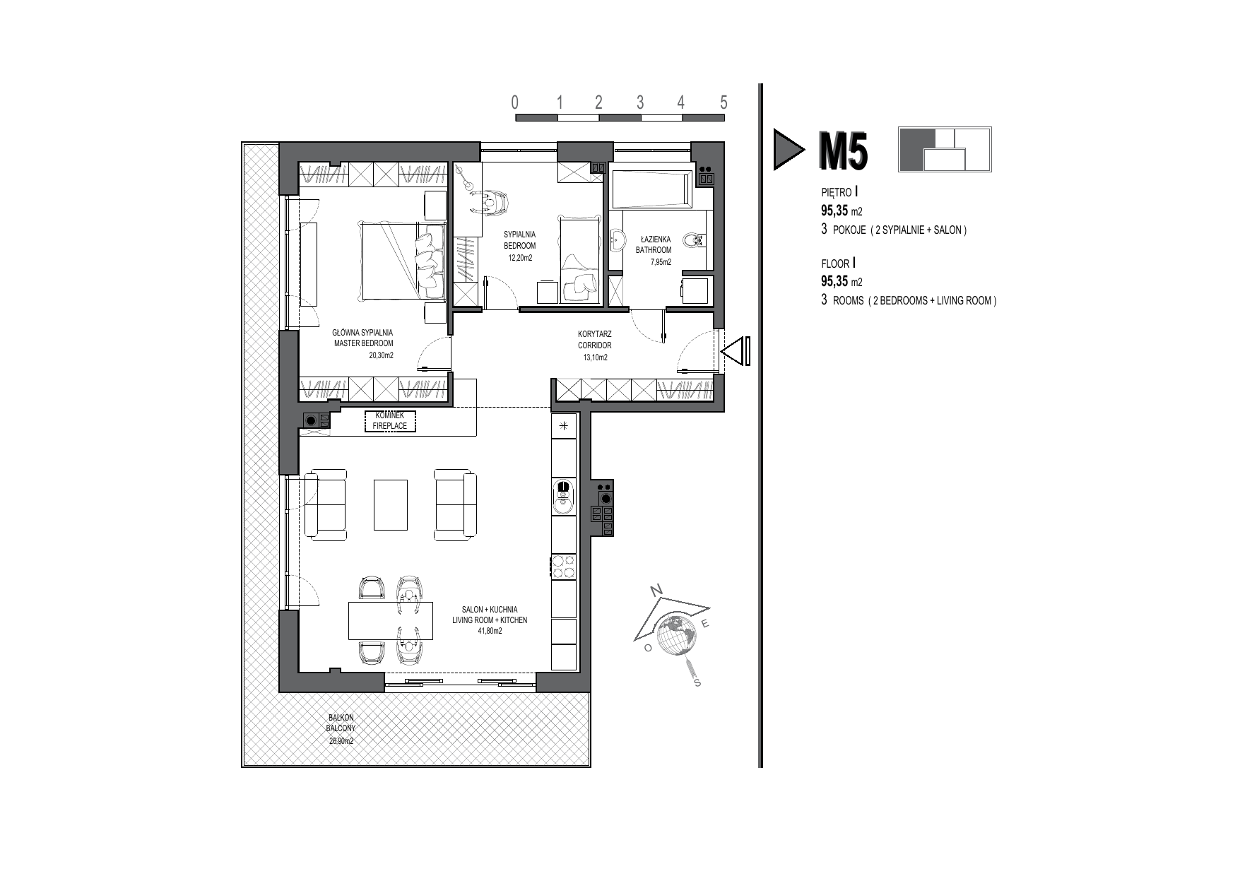 Apartament 95,60 m², piętro 1, oferta nr M05, Rezydencja Dworek, Wrocław, Powstańców Śląskich (Południe), ul. Oficerska 5-idx