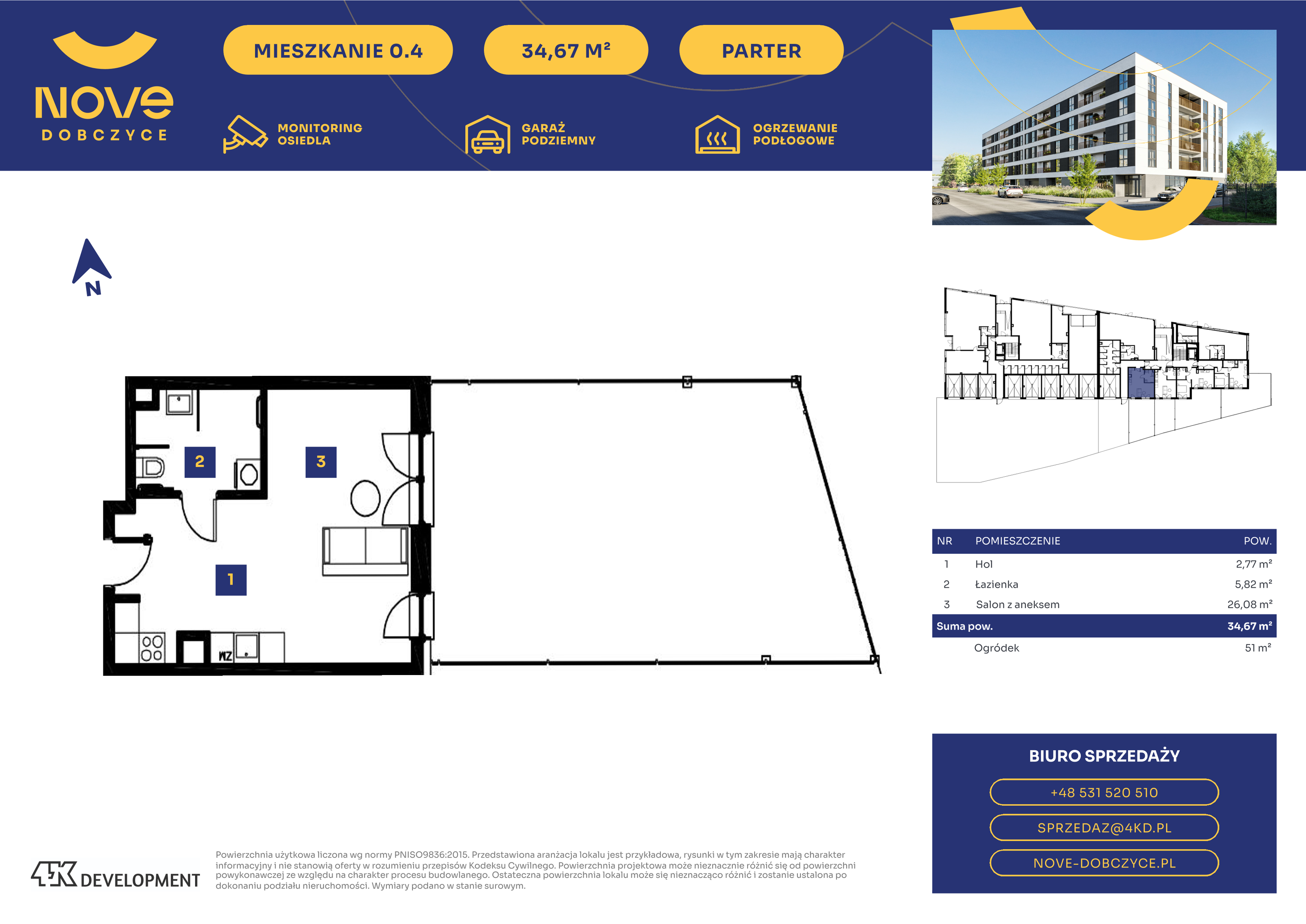 Mieszkanie 34,67 m², parter, oferta nr 0.4., NOVE Dobczyce, Dobczyce, ul. Wesoła / Szkolna-idx