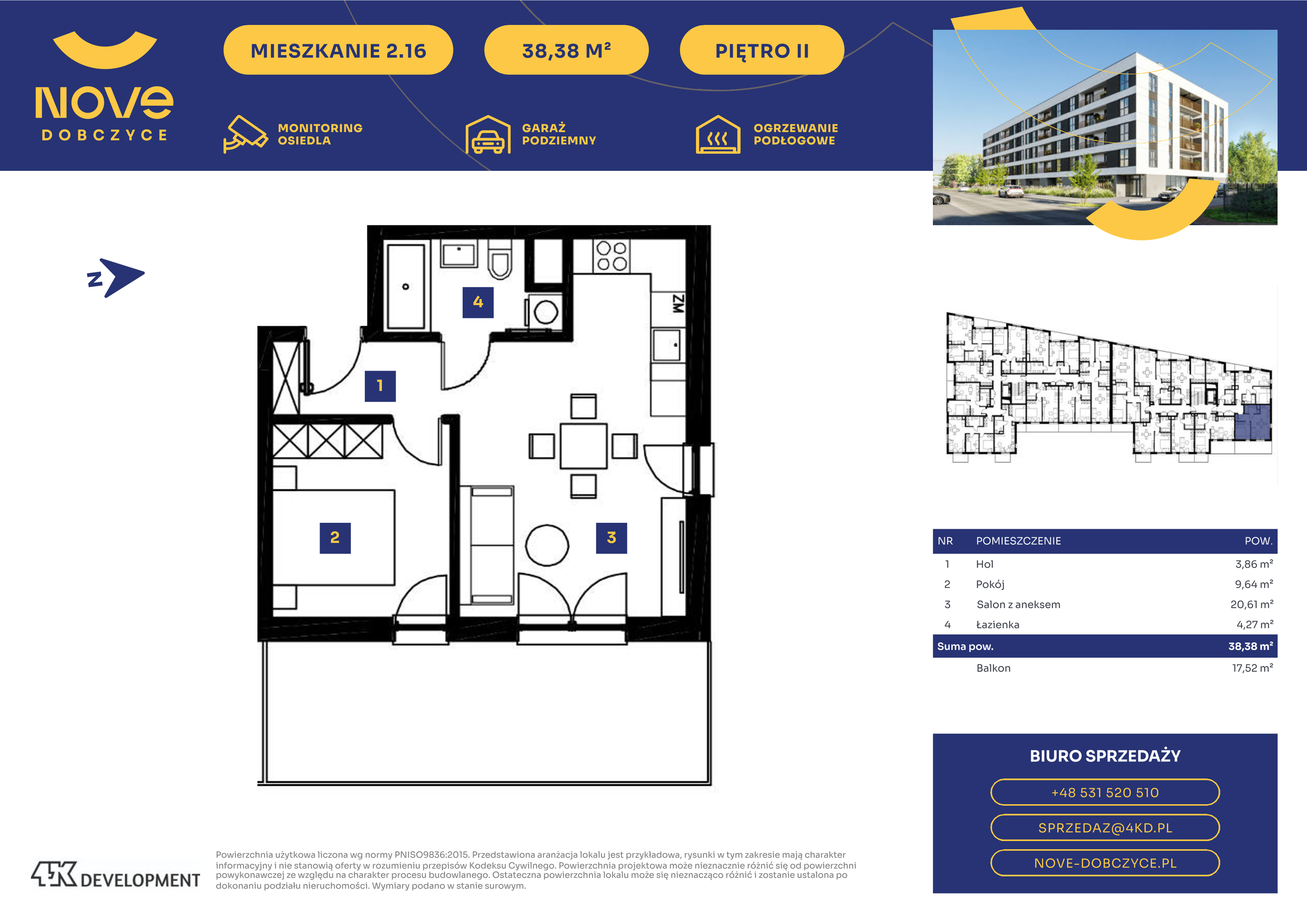 Mieszkanie 38,38 m², piętro 2, oferta nr 2.16., NOVE Dobczyce, Dobczyce, ul. Wesoła / Szkolna-idx