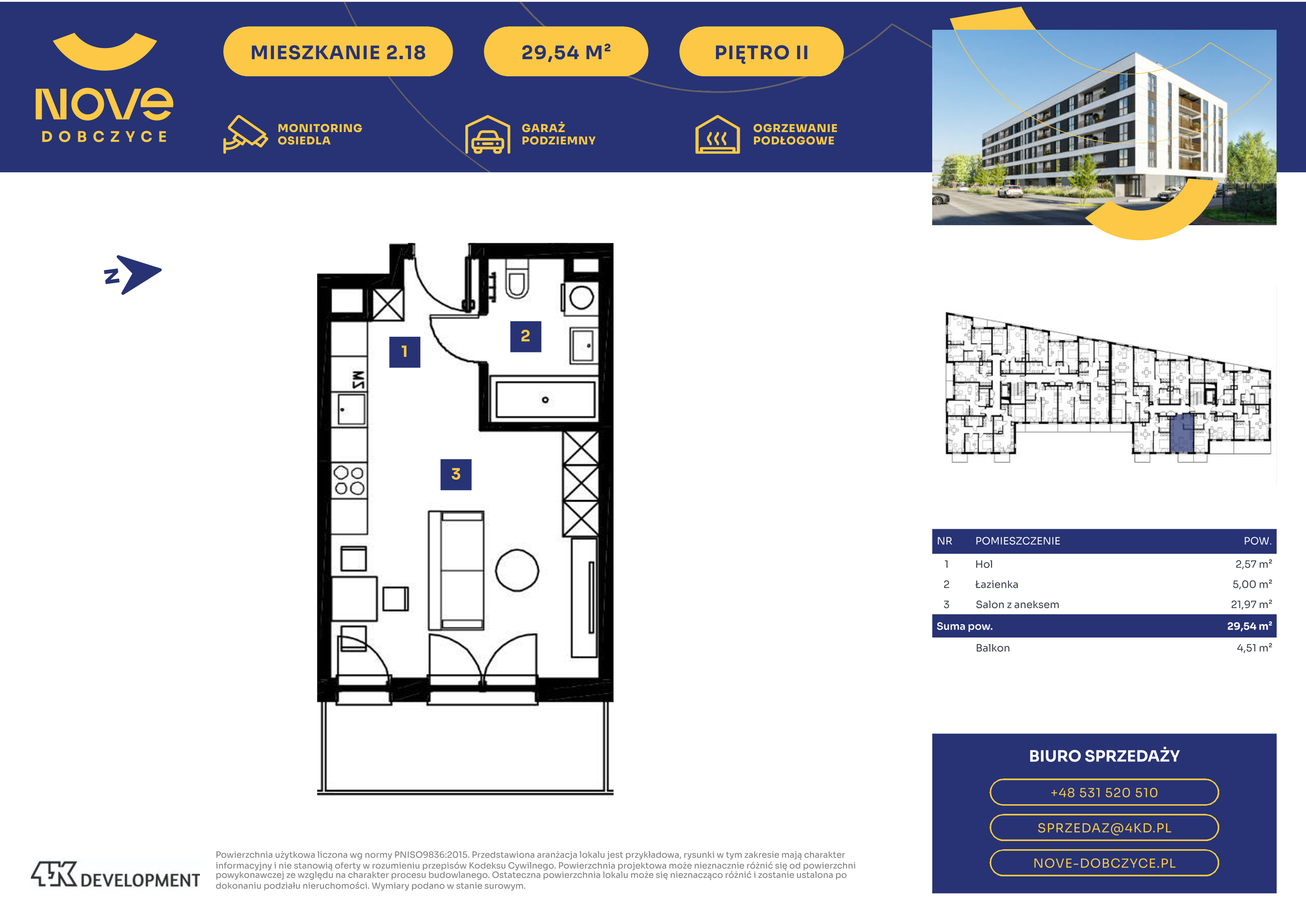 Mieszkanie 29,54 m², piętro 2, oferta nr 2.18., NOVE Dobczyce, Dobczyce, ul. Wesoła / Szkolna-idx