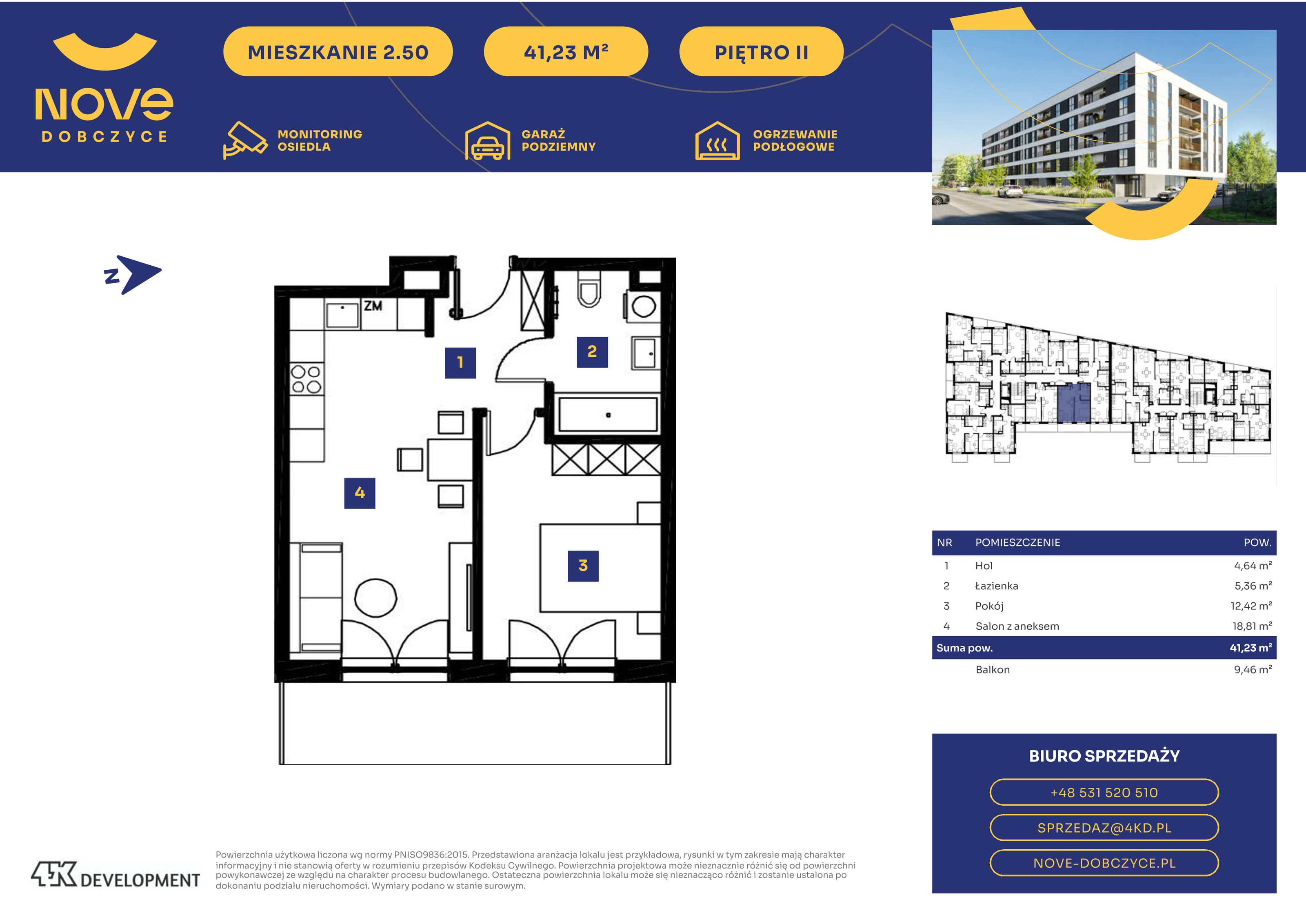 Mieszkanie 41,23 m², piętro 2, oferta nr 2.50., NOVE Dobczyce, Dobczyce, ul. Wesoła / Szkolna-idx