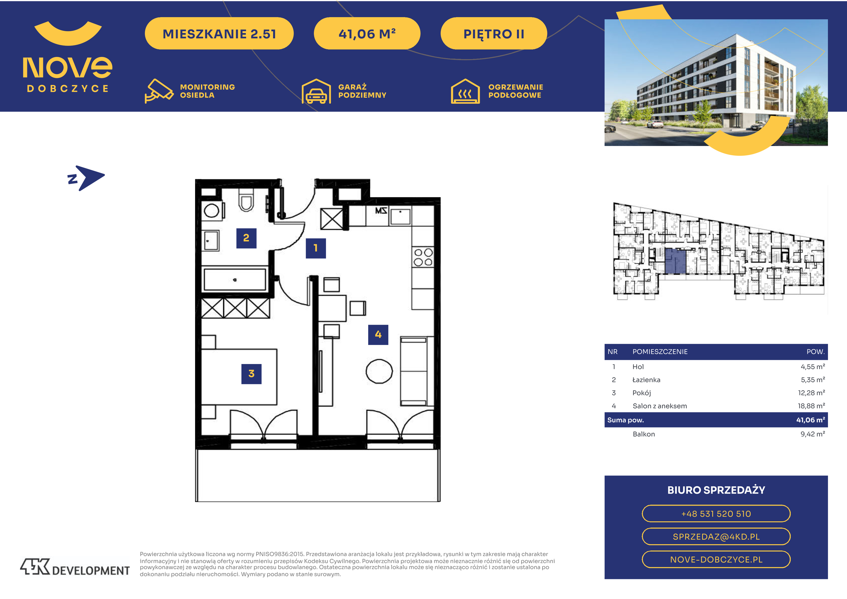 Mieszkanie 41,06 m², piętro 2, oferta nr 2.51., NOVE Dobczyce, Dobczyce, ul. Wesoła / Szkolna-idx