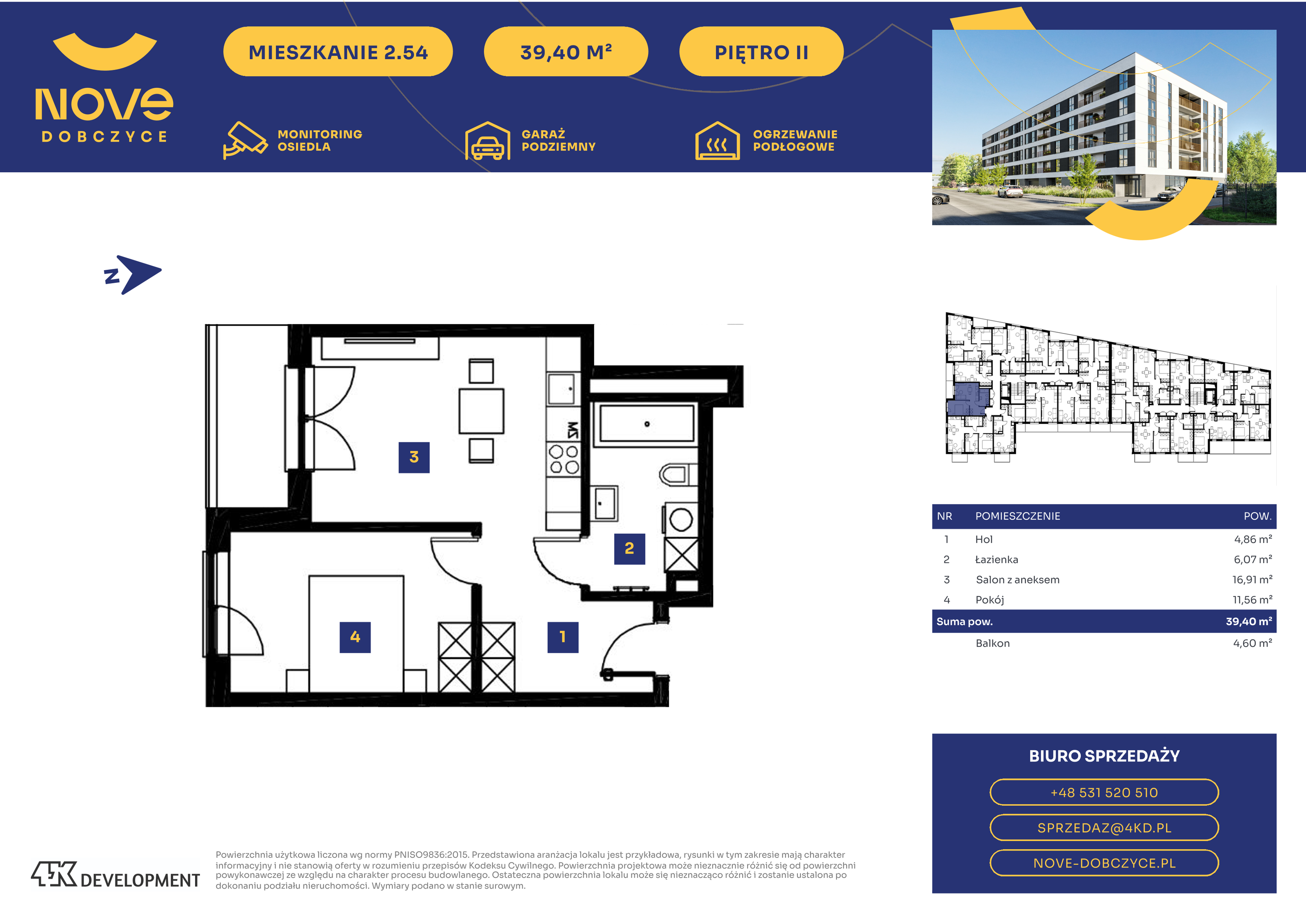 Mieszkanie 39,40 m², piętro 2, oferta nr 2.54., NOVE Dobczyce, Dobczyce, ul. Wesoła / Szkolna-idx