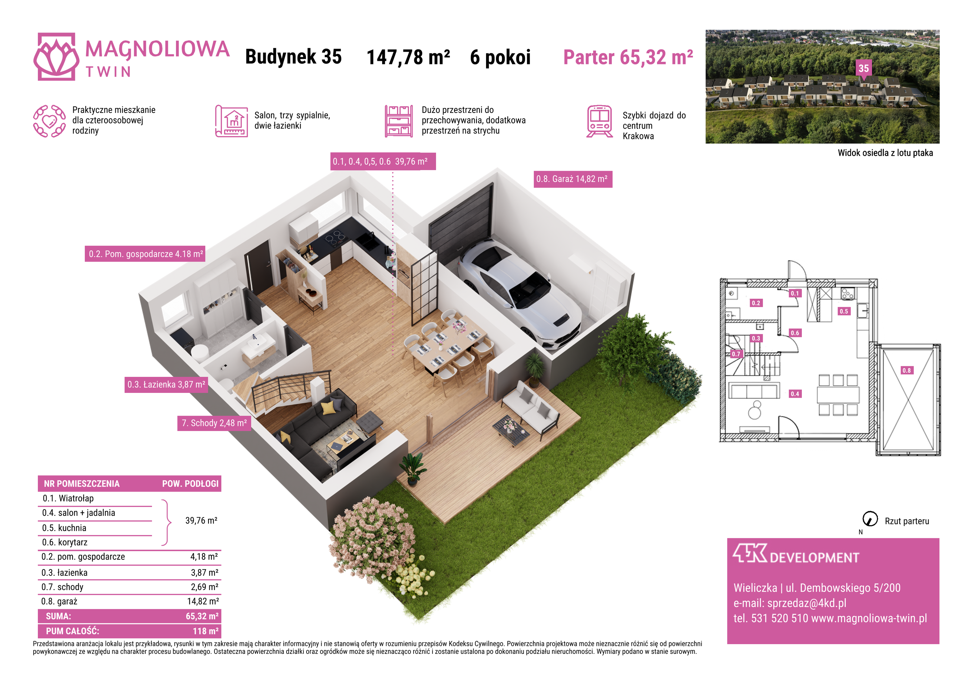 Dom 147,78 m², oferta nr B/35, Magnoliowa Twin - II Etap, Wieliczka, ul. Magnoliowa-idx