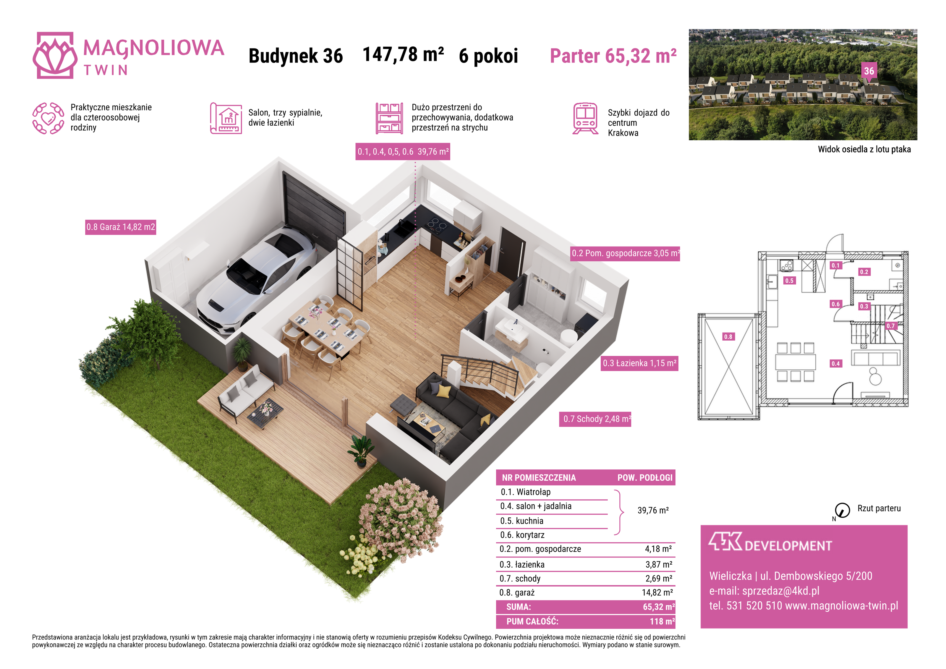 Dom 147,78 m², oferta nr B/36, Magnoliowa Twin - II Etap, Wieliczka, ul. Magnoliowa-idx