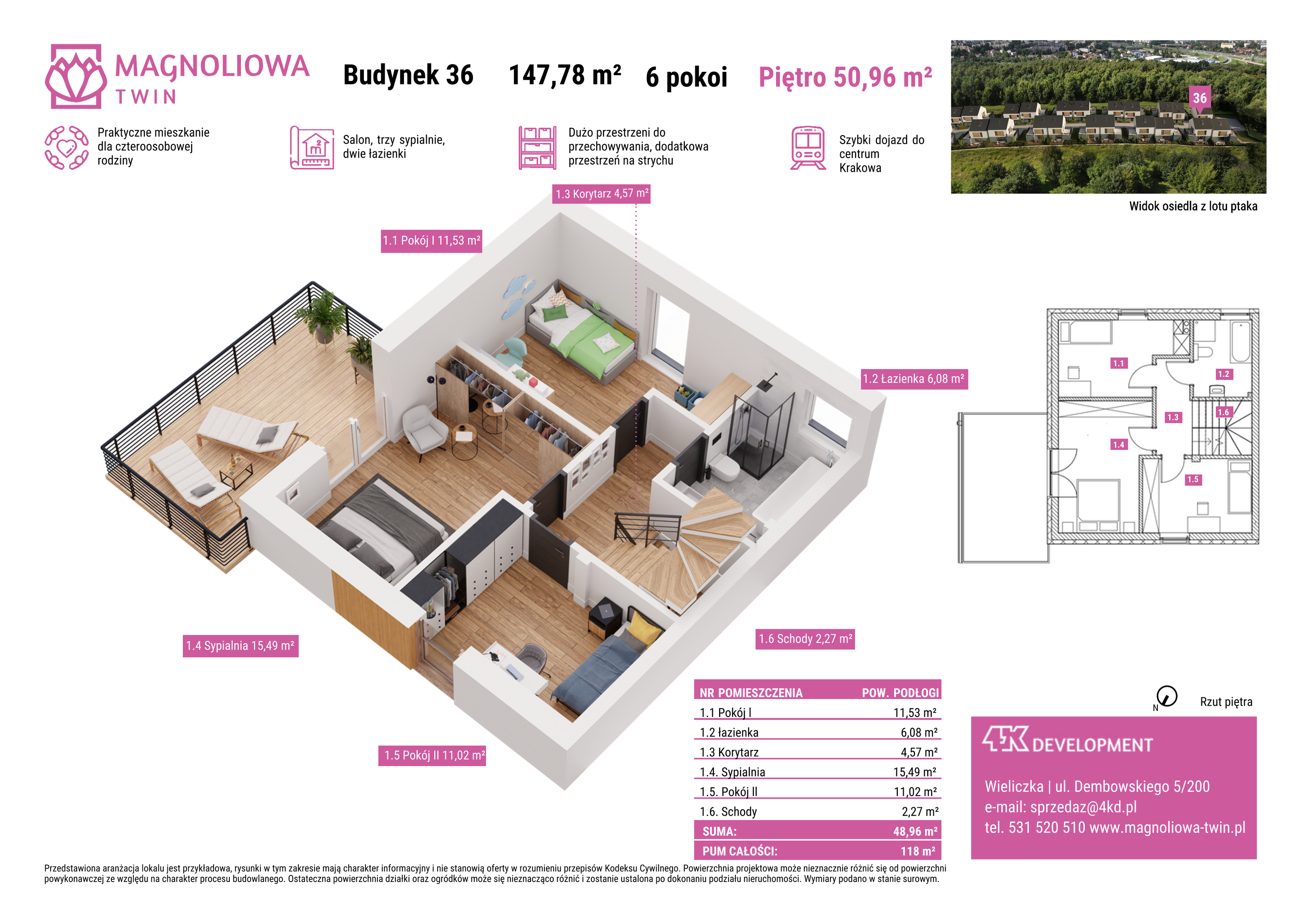 Dom 147,78 m², oferta nr B/36, Magnoliowa Twin - II Etap, Wieliczka, ul. Magnoliowa-idx